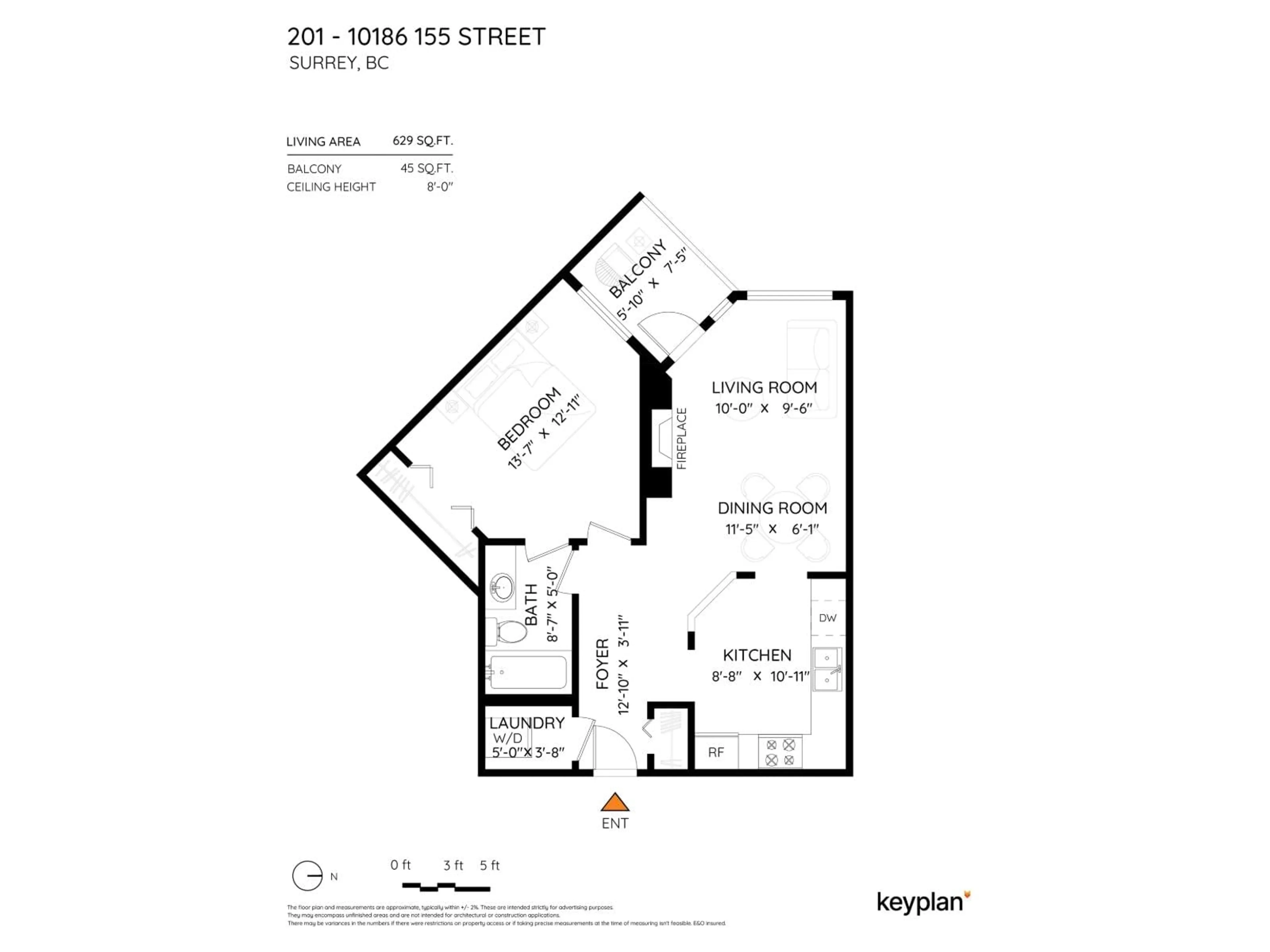 Floor plan for 201 - 10186 155 STREET, Surrey British Columbia V3R0R6