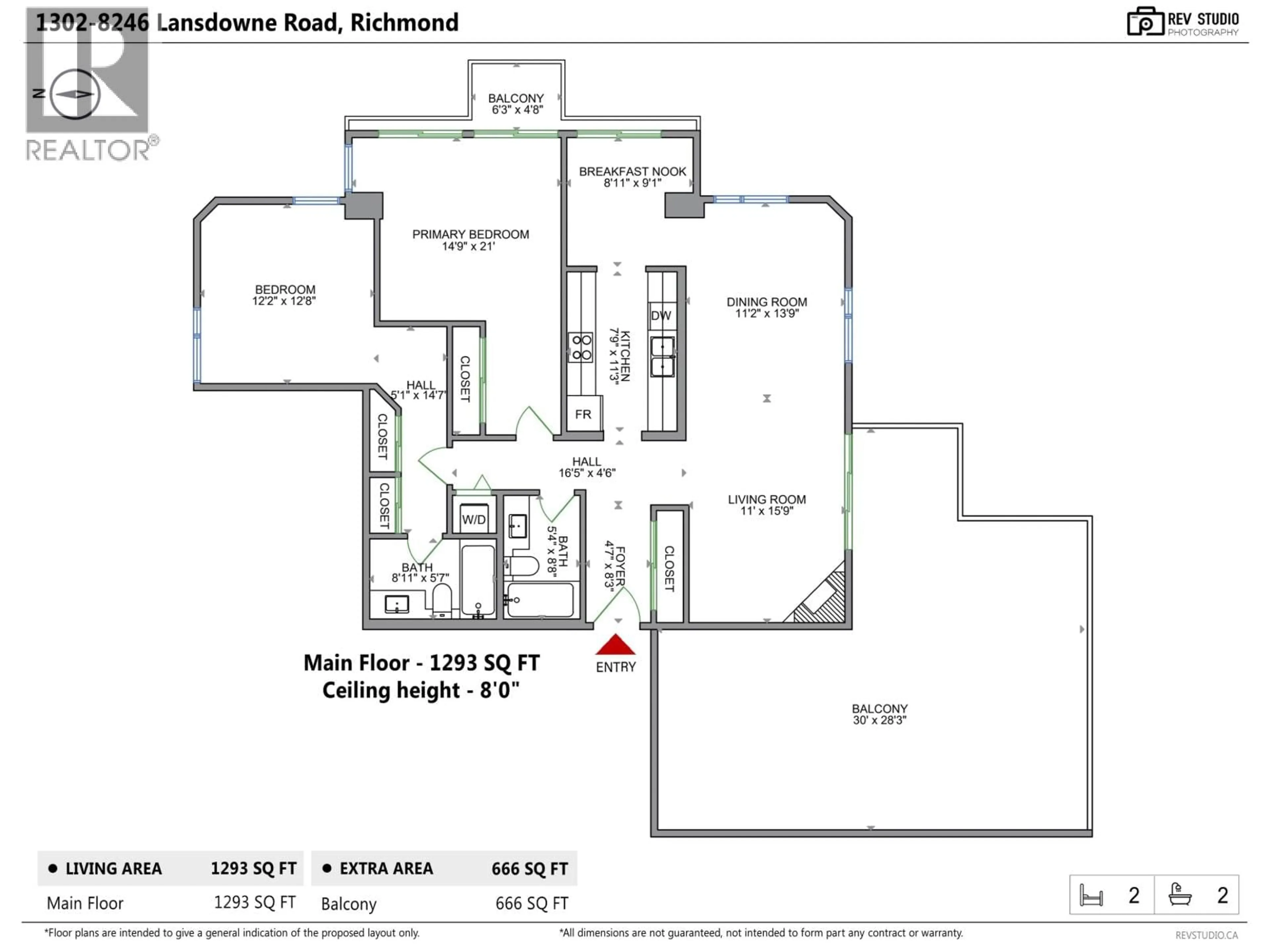 Floor plan for 1302 - 8246 LANSDOWNE ROAD, Richmond British Columbia V6X3Y4