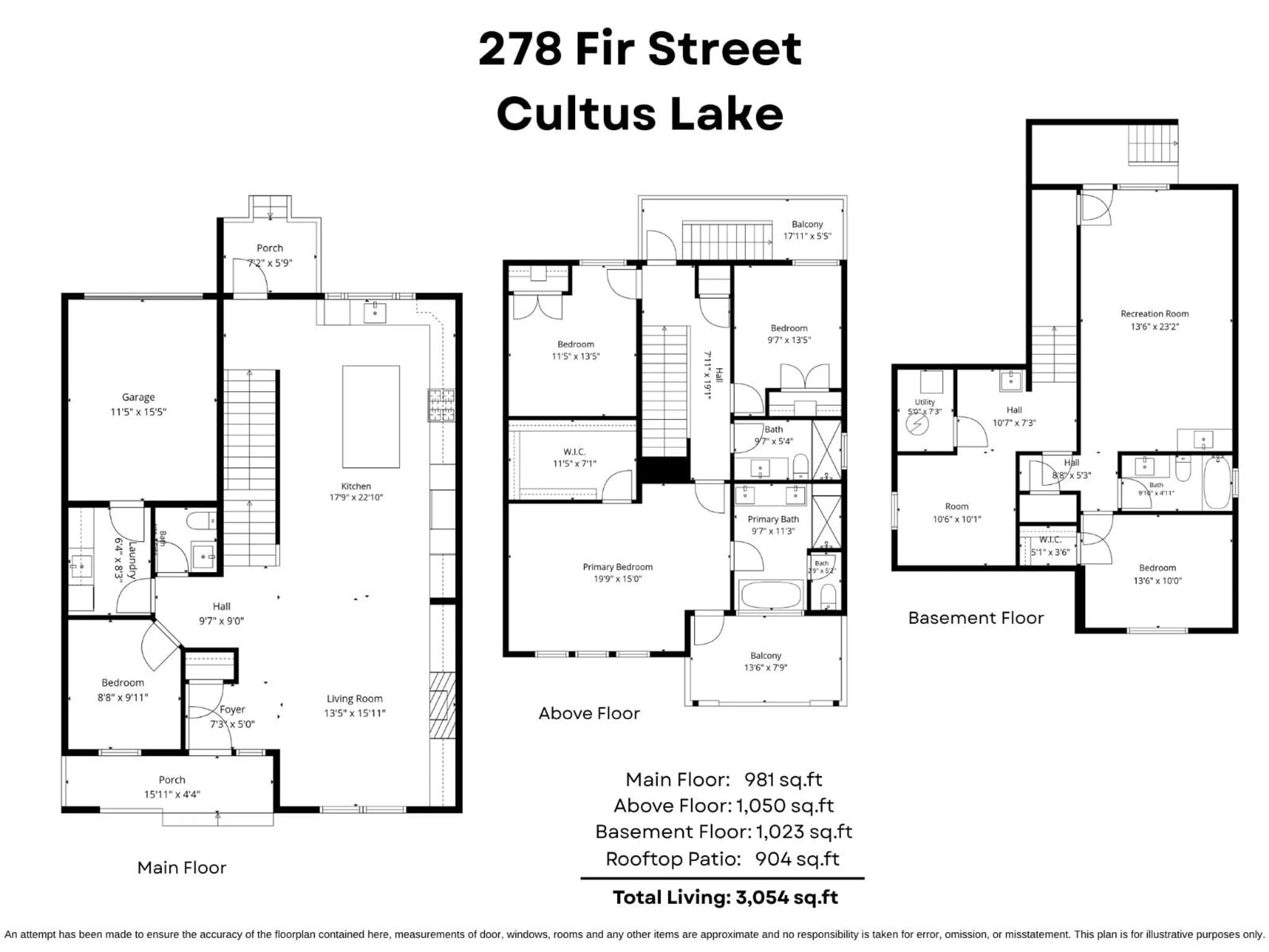 Floor plan for 278 FIR STREET, Cultus Lake British Columbia V2R4Y5