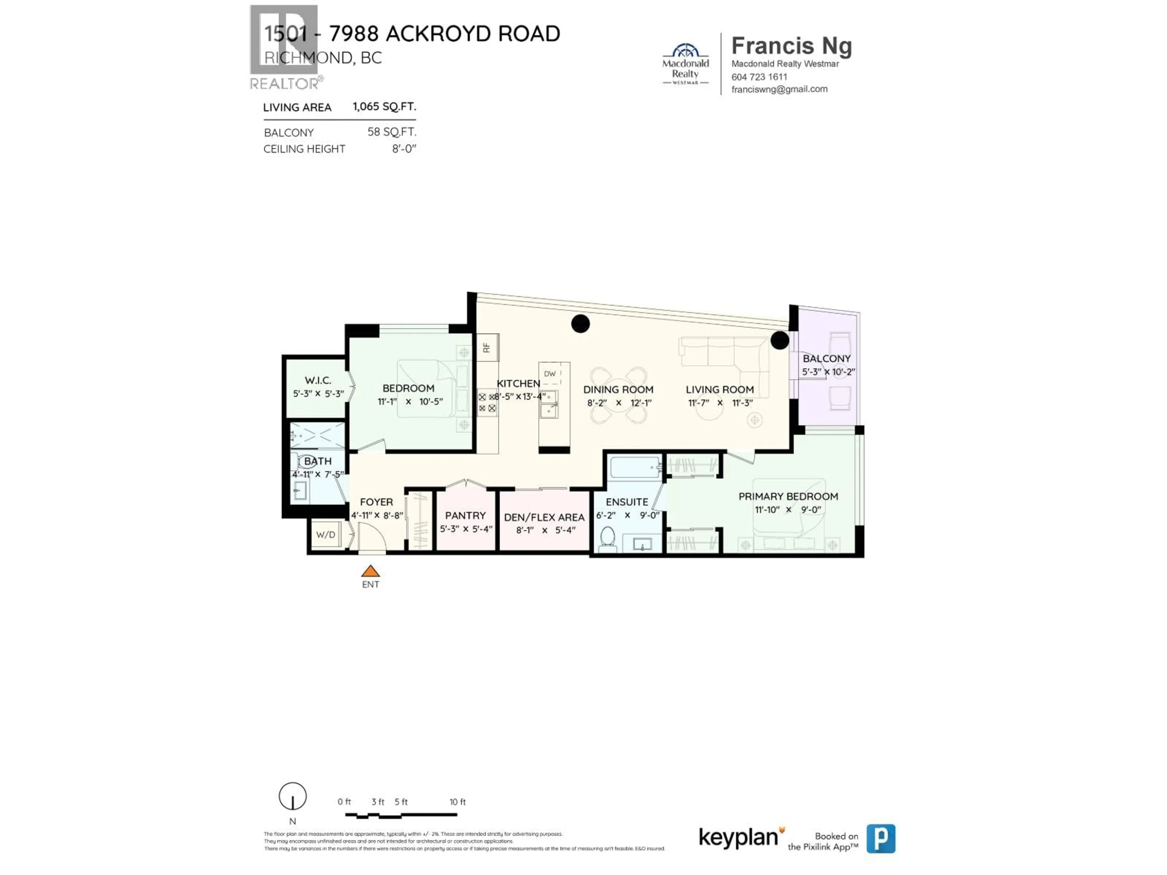 Floor plan for 1501 - 7988 ACKROYD ROAD, Richmond British Columbia V6X0K6