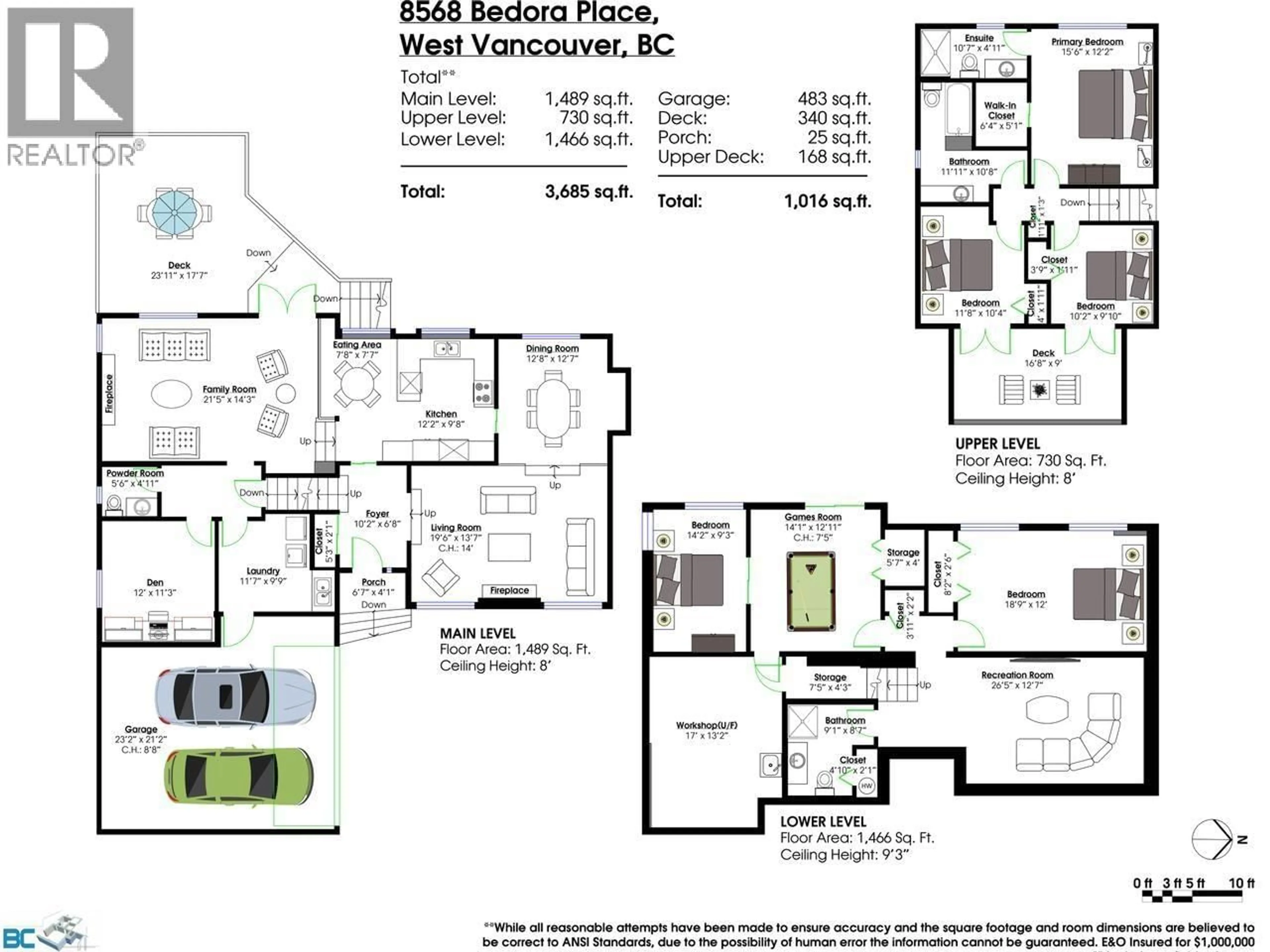 Floor plan for 8568 BEDORA PLACE, West Vancouver British Columbia V7W2W4
