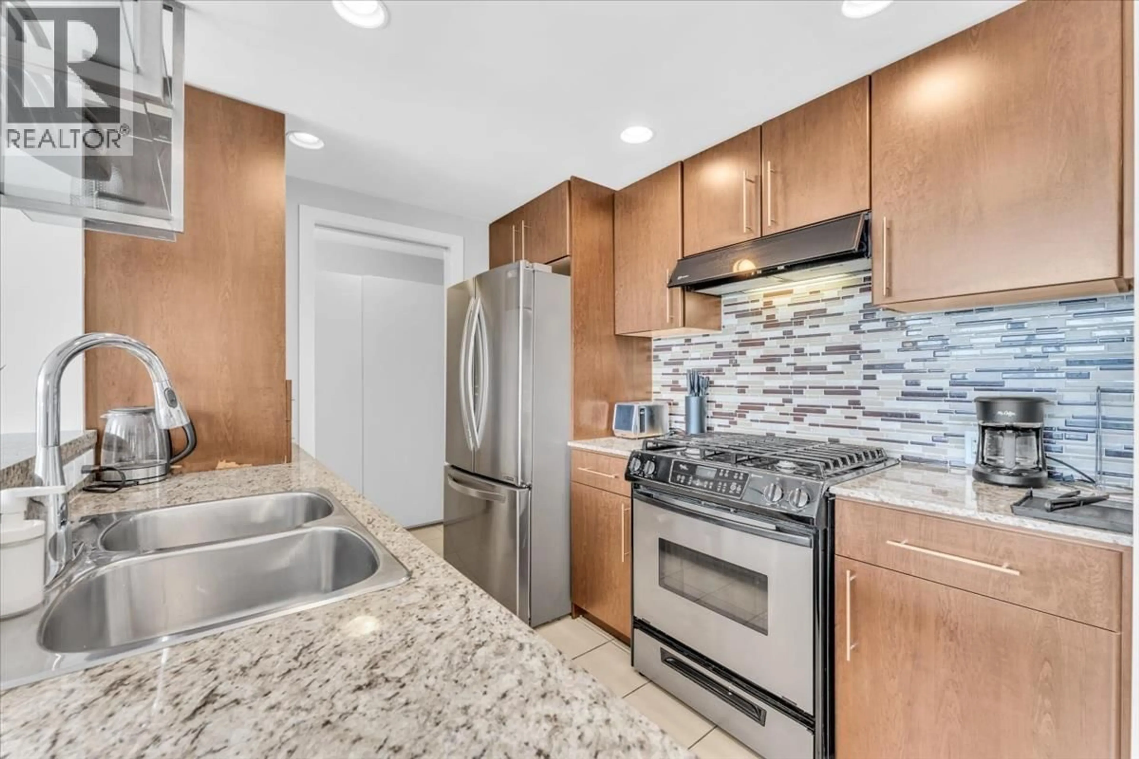 Standard kitchen, ceramic/tile floor for 705 - 583 BEACH CRESCENT, Vancouver British Columbia V6Z3E6