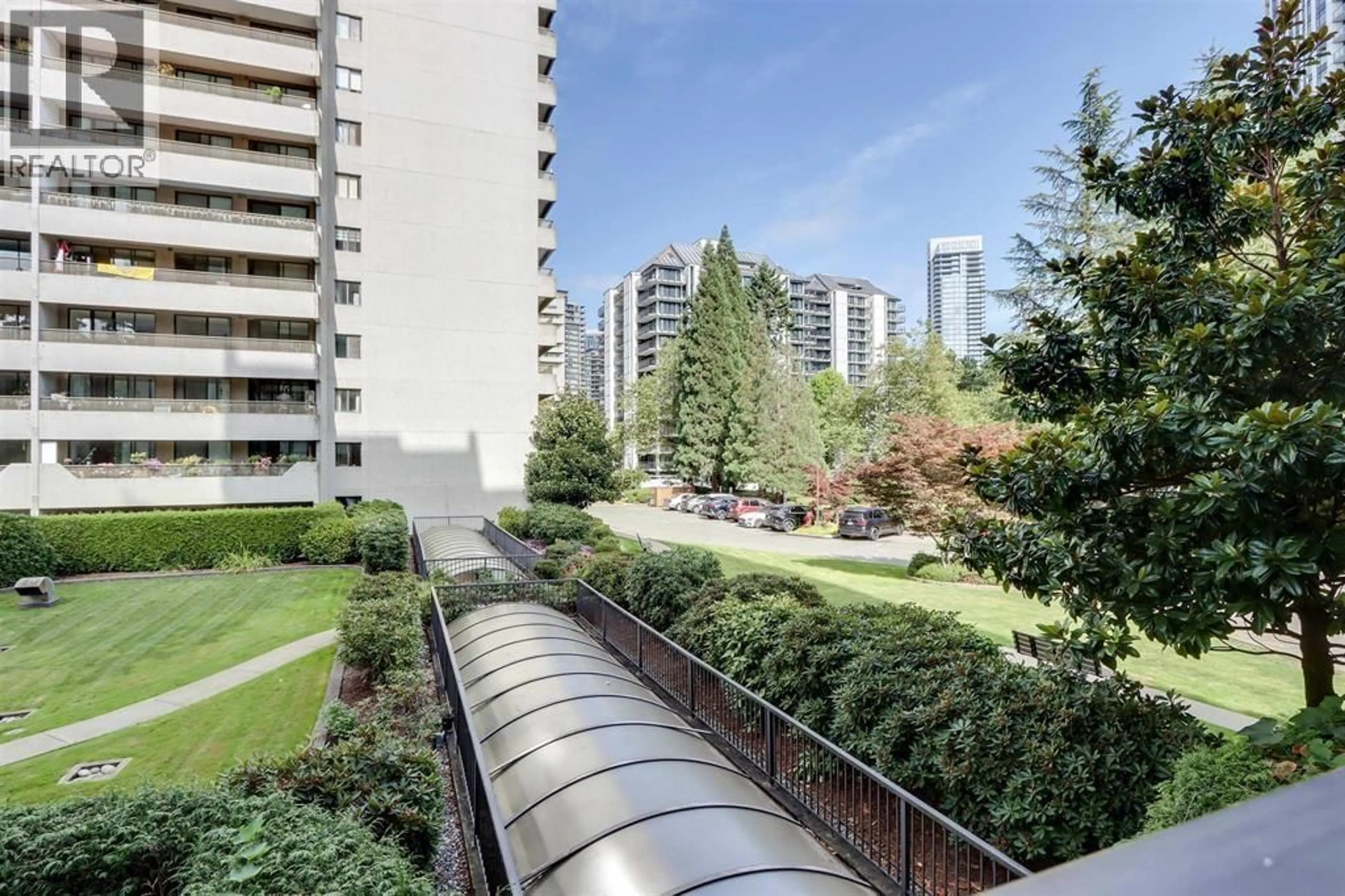 Patio, city buildings view from balcony for 1502 - 4134 MAYWOOD STREET, Burnaby British Columbia V5H4C9