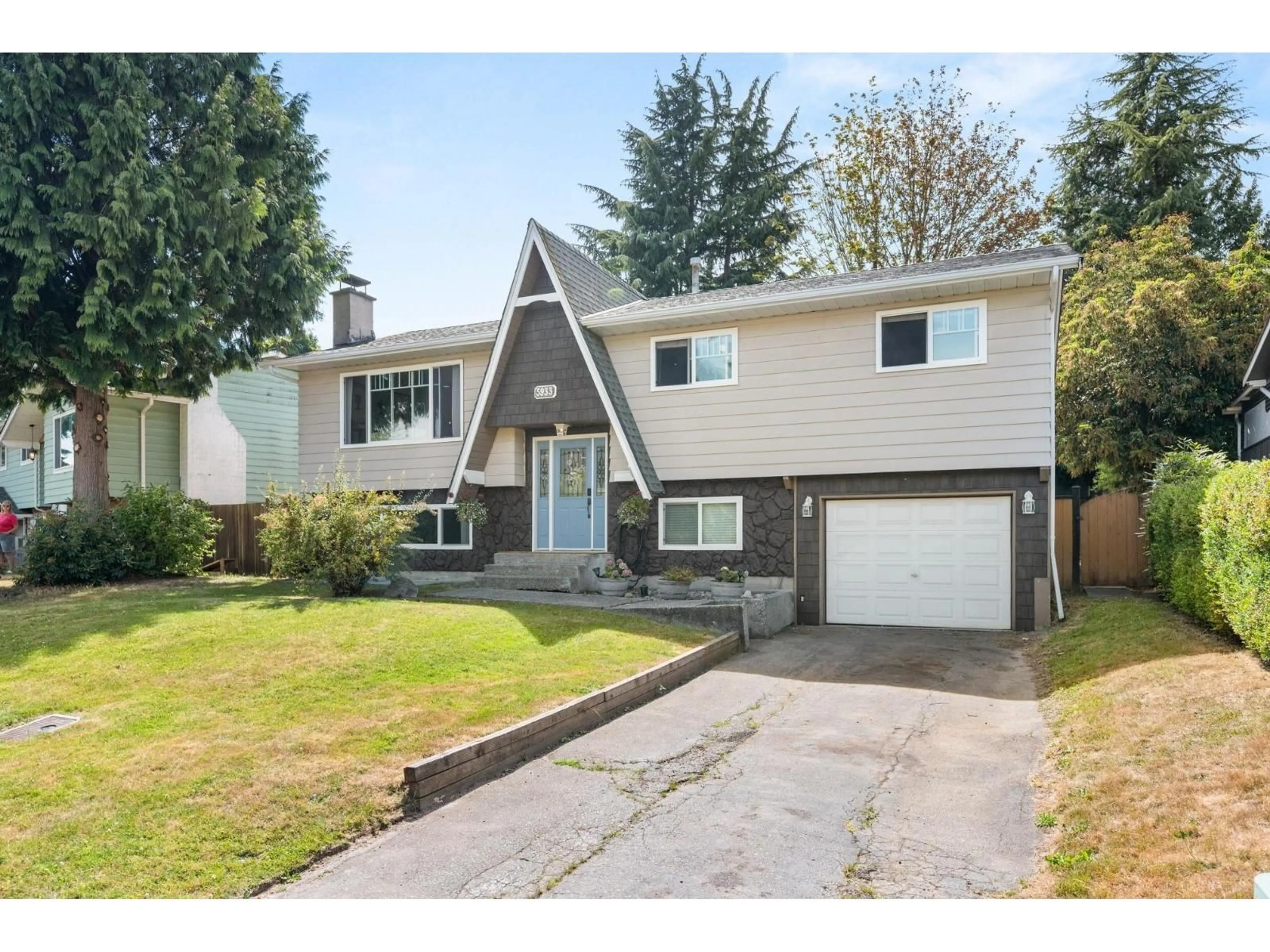 Home with vinyl exterior material, street for 5933 ANGUS PLACE, Surrey British Columbia V3S4W8