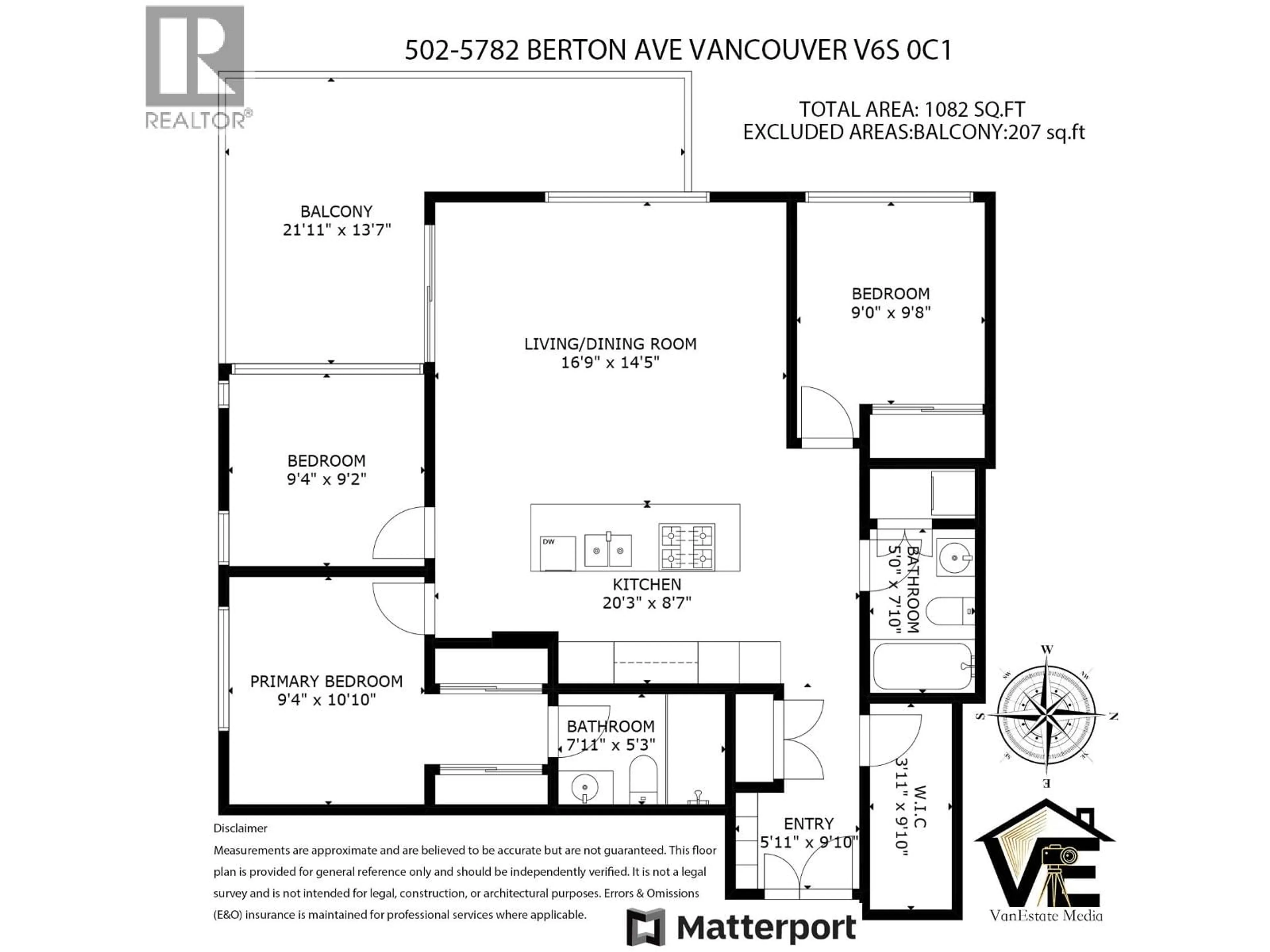 Floor plan for 502 - 5782 BERTON AVENUE, Vancouver British Columbia V6S0C1