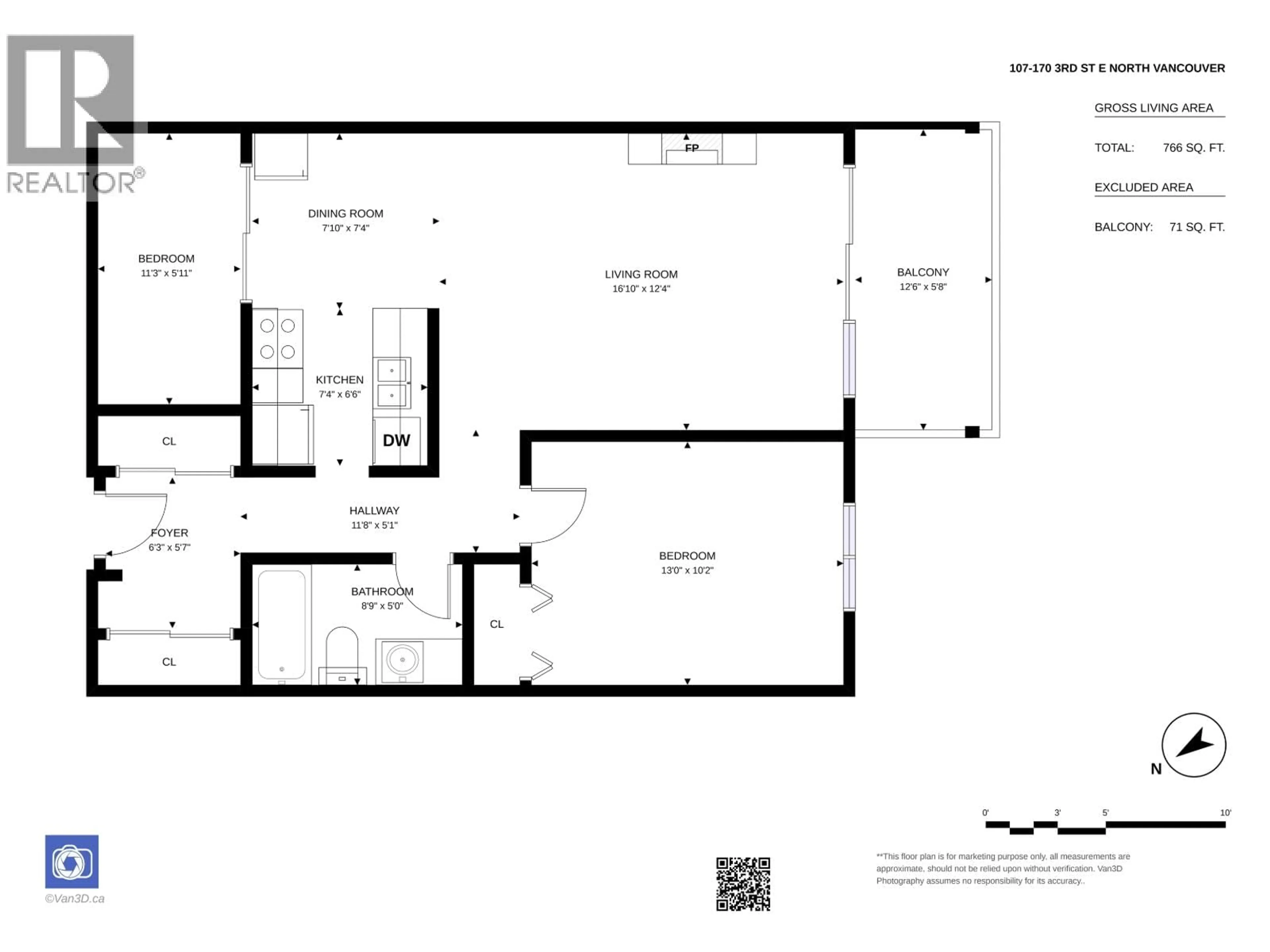 Floor plan for 107 - 170 3RD STREET, North Vancouver British Columbia V7L1E6