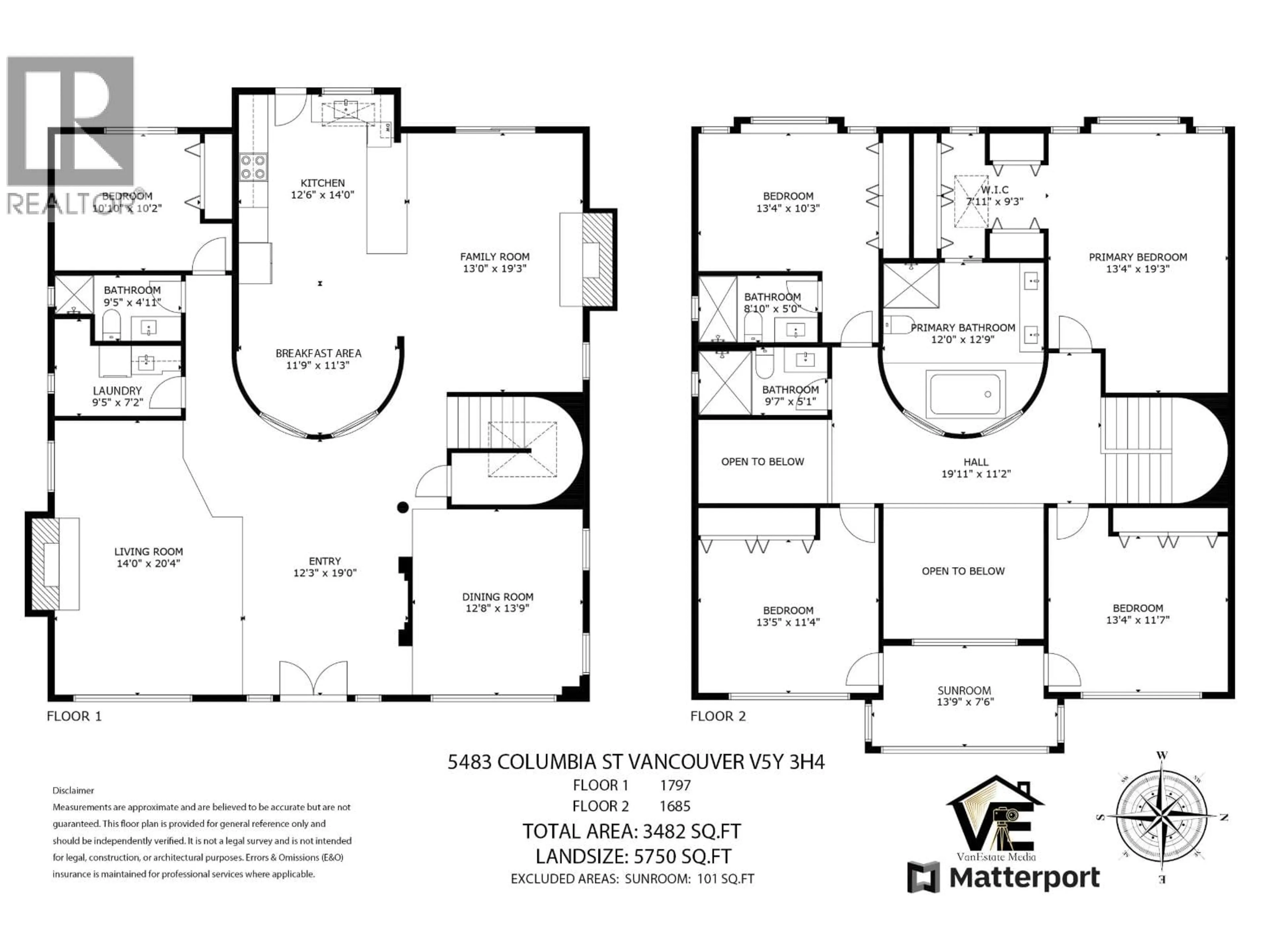 Floor plan for 5483 COLUMBIA STREET, Vancouver British Columbia V5Y3H4