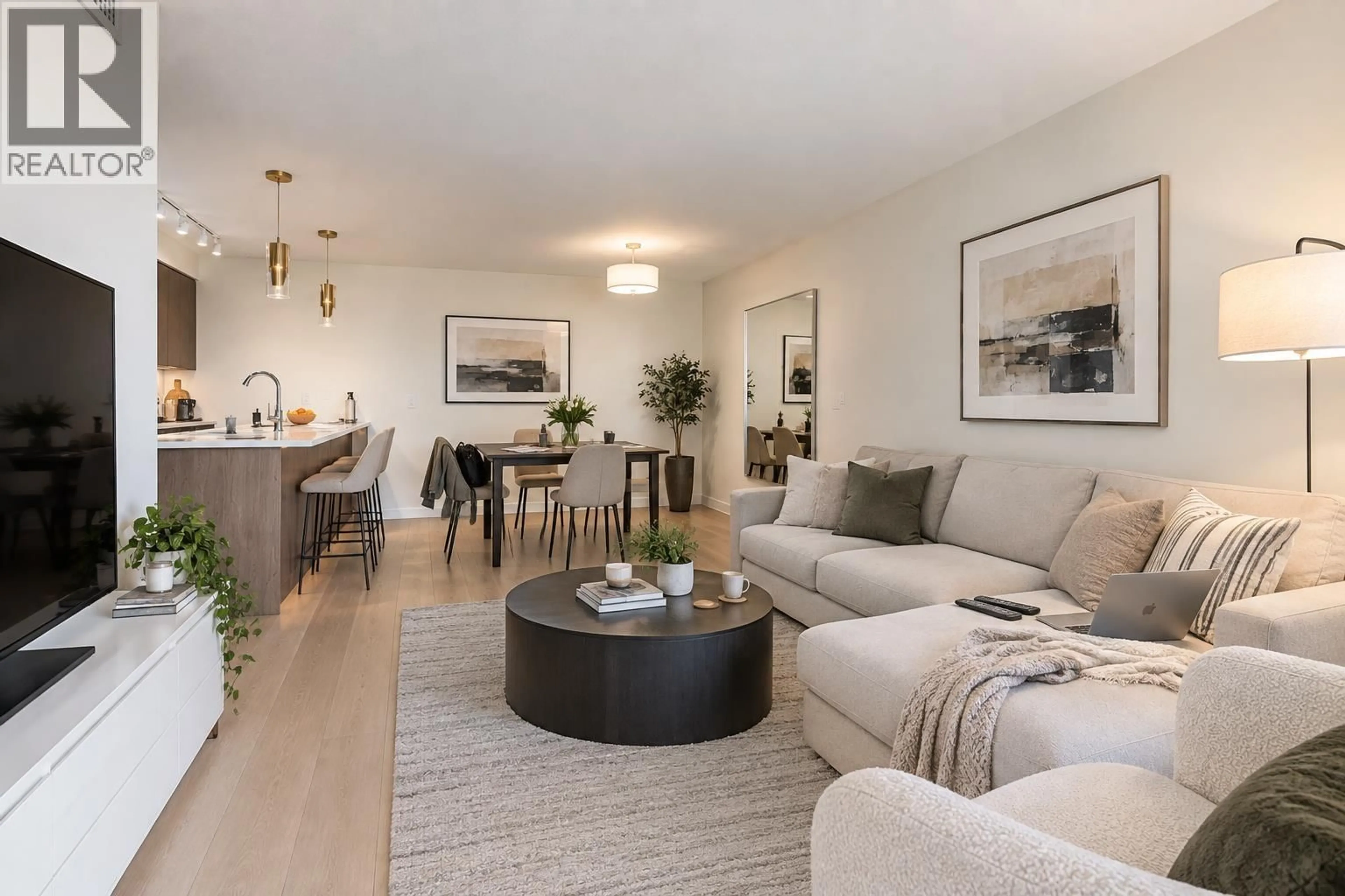 Living room with furniture, wood/laminate floor for 1031 - 8988 PATTERSON ROAD, Richmond British Columbia V6X0R2