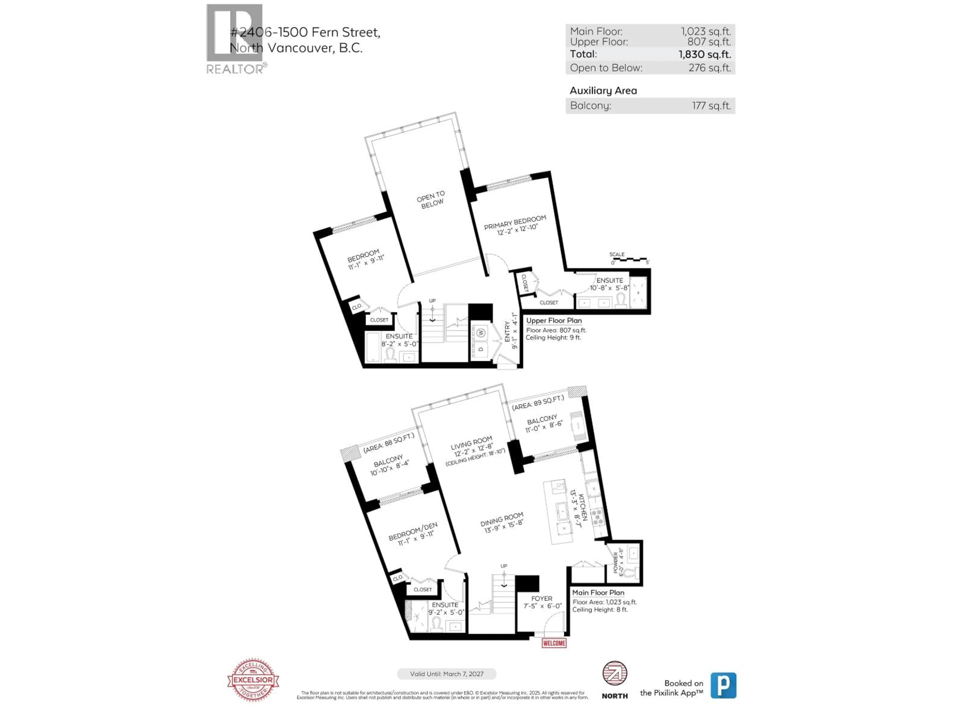 Floor plan for 2406 - 1500 FERN STREET, North Vancouver British Columbia V7J0E6