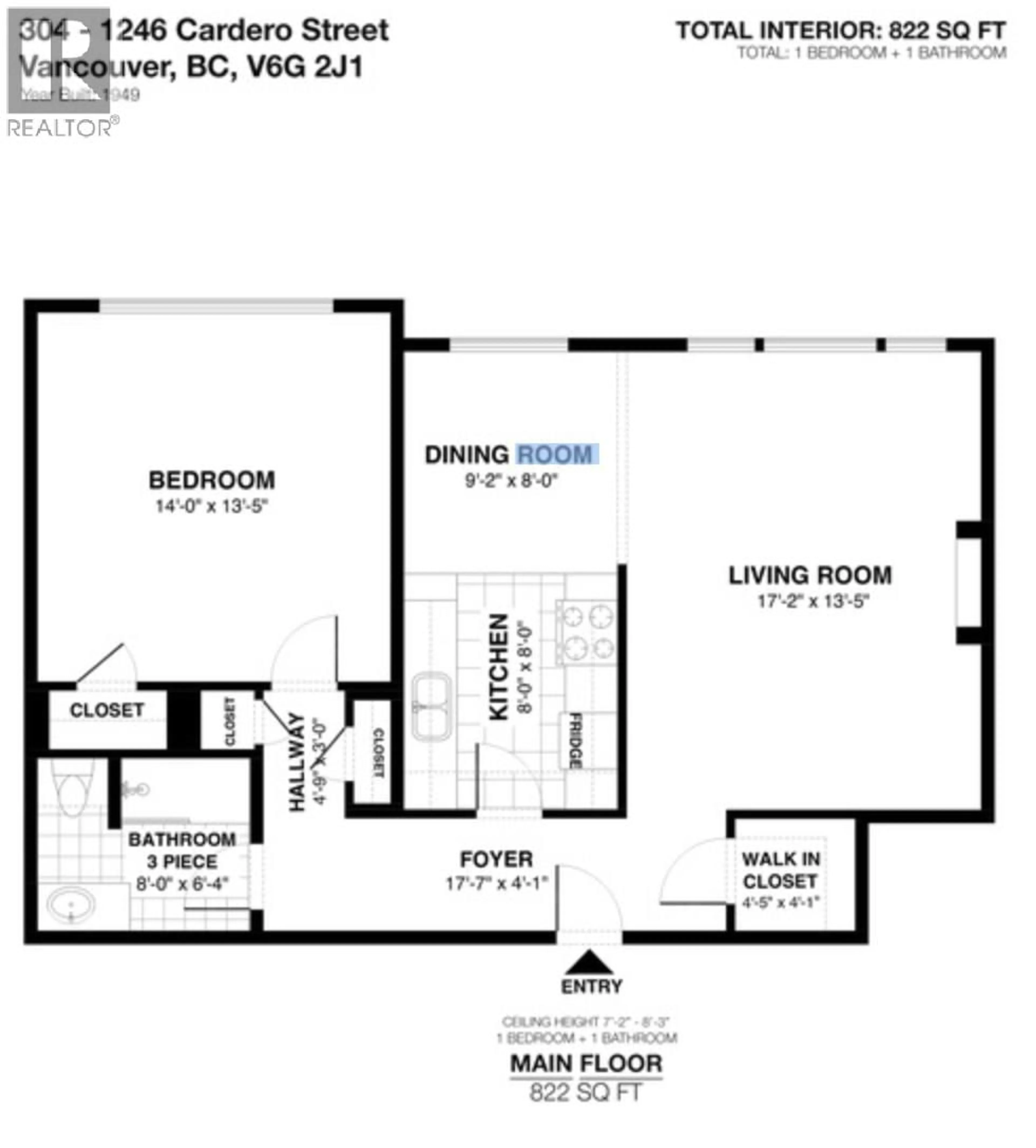 Floor plan for 304 - 1246 CARDERO STREET, Vancouver British Columbia V6G2J1