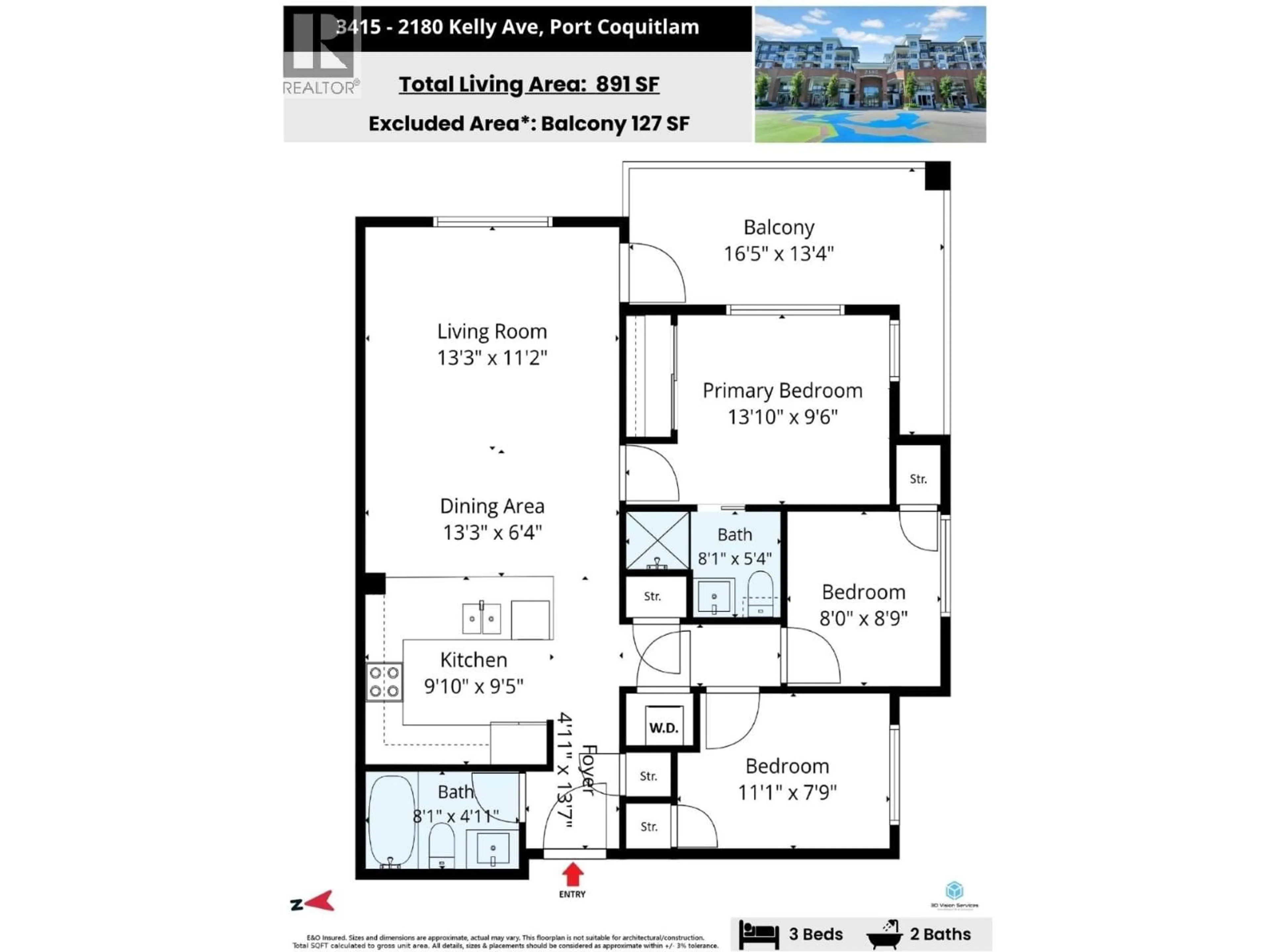 Floor plan for 3415 - 2180 KELLY AVENUE, Port Coquitlam British Columbia V3C0S4