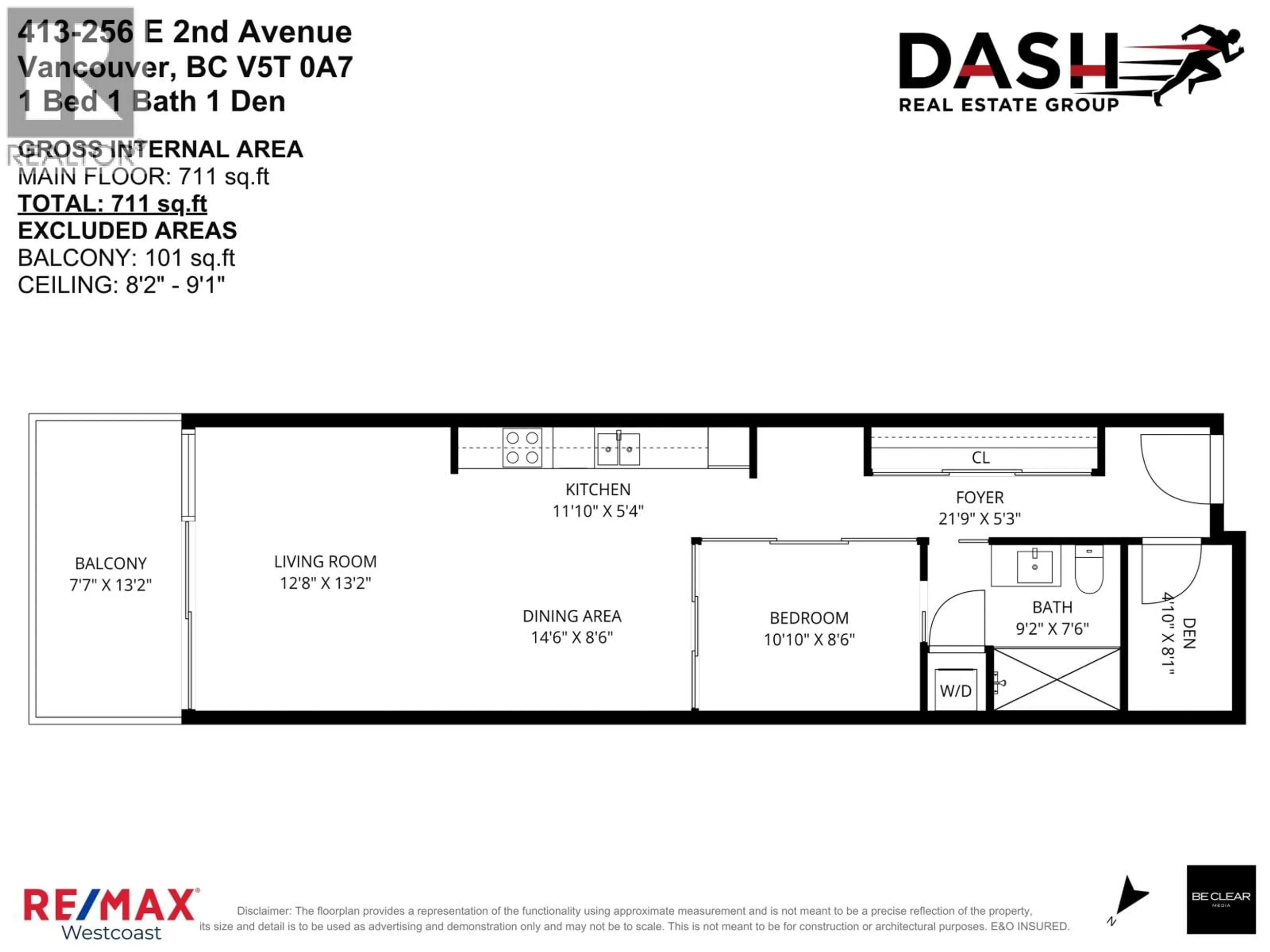 Floor plan for 413 - 256 E 2ND AVENUE, Vancouver British Columbia V5T0A7