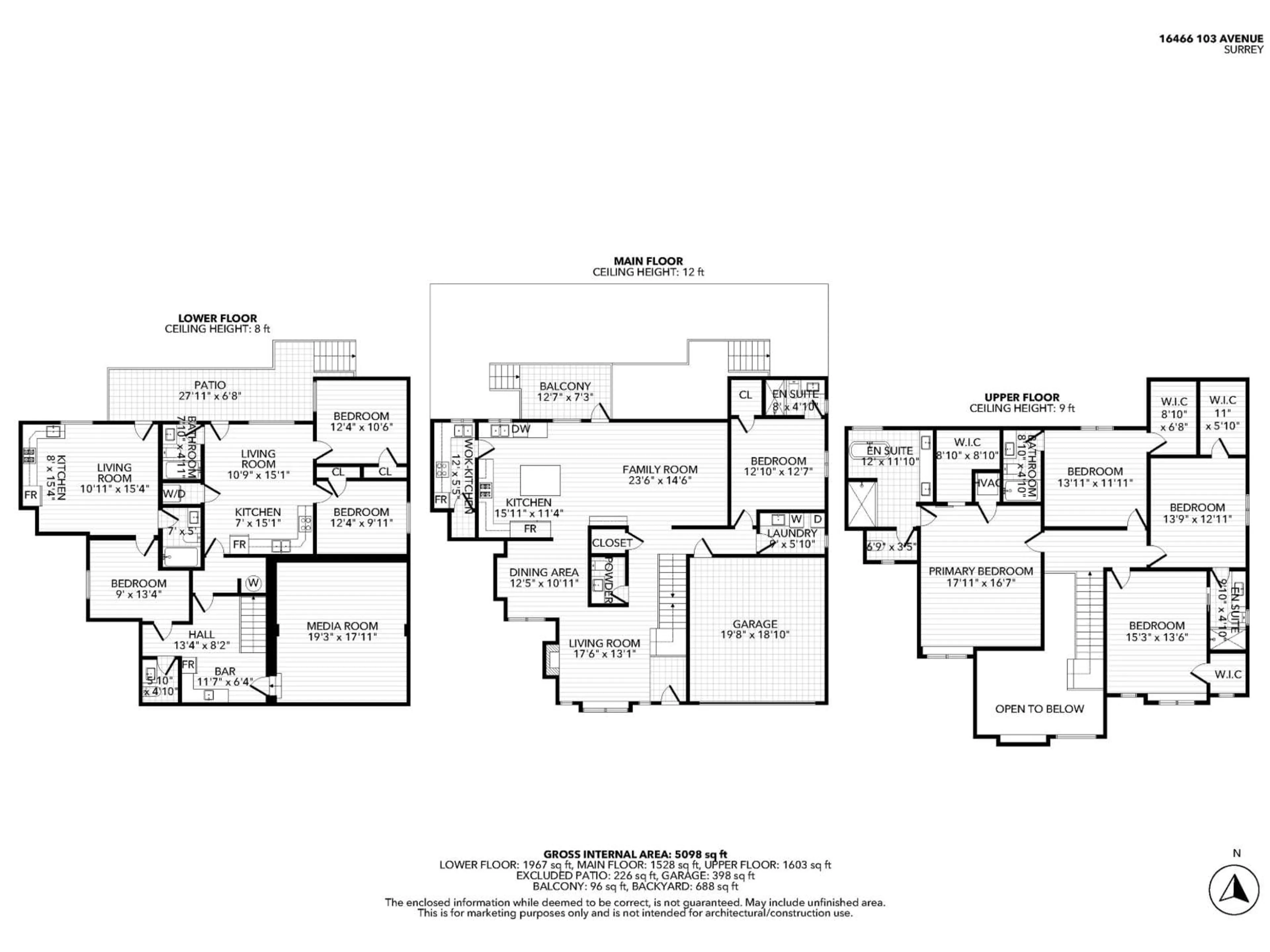 Floor plan for 16466 103 AVENUE, Surrey British Columbia V4N1Y7