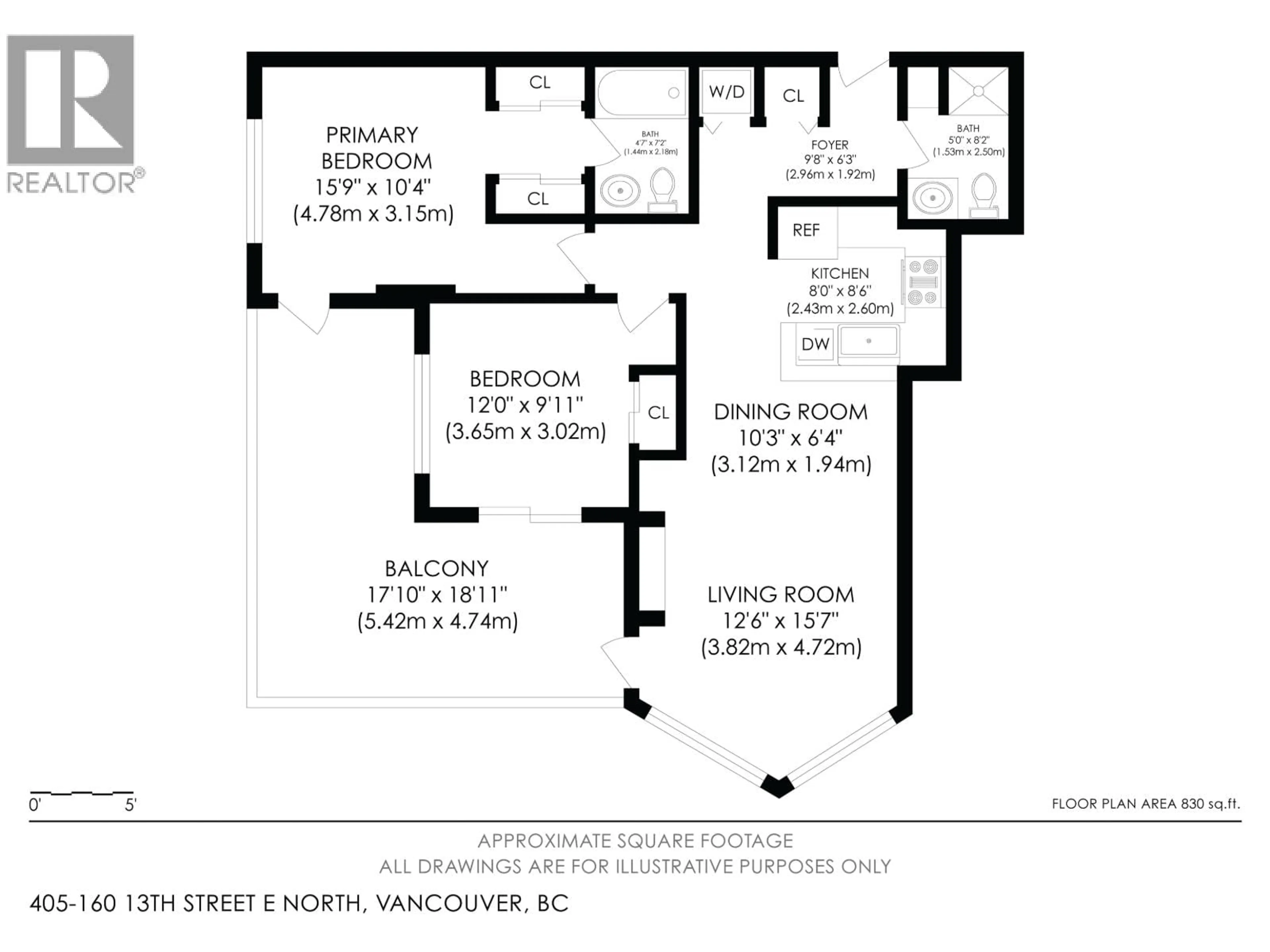 Floor plan for 405 - 160 13TH STREET, North Vancouver British Columbia V7L2L5