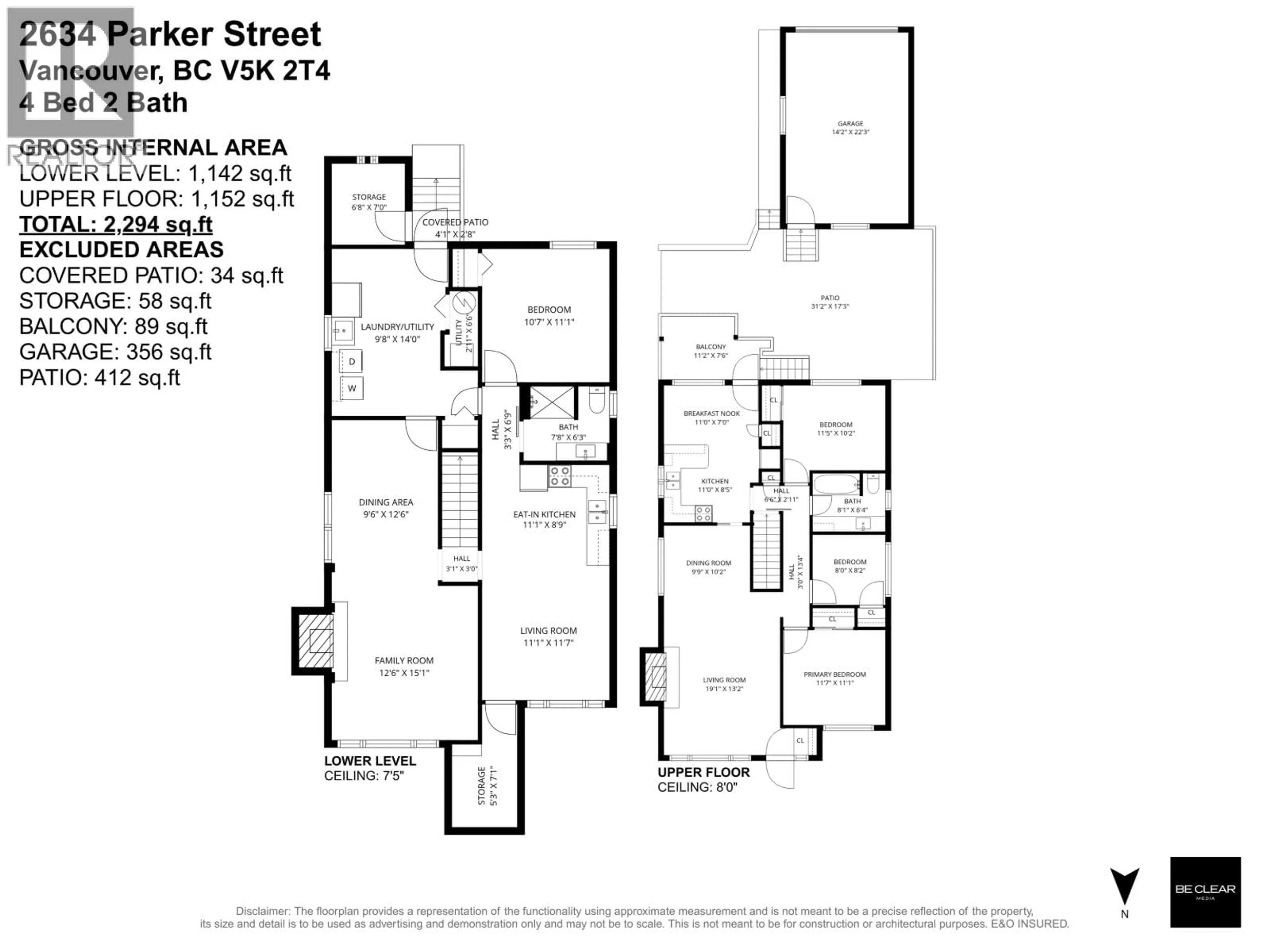 Floor plan for 2634 PARKER STREET, Vancouver British Columbia V5K2T4