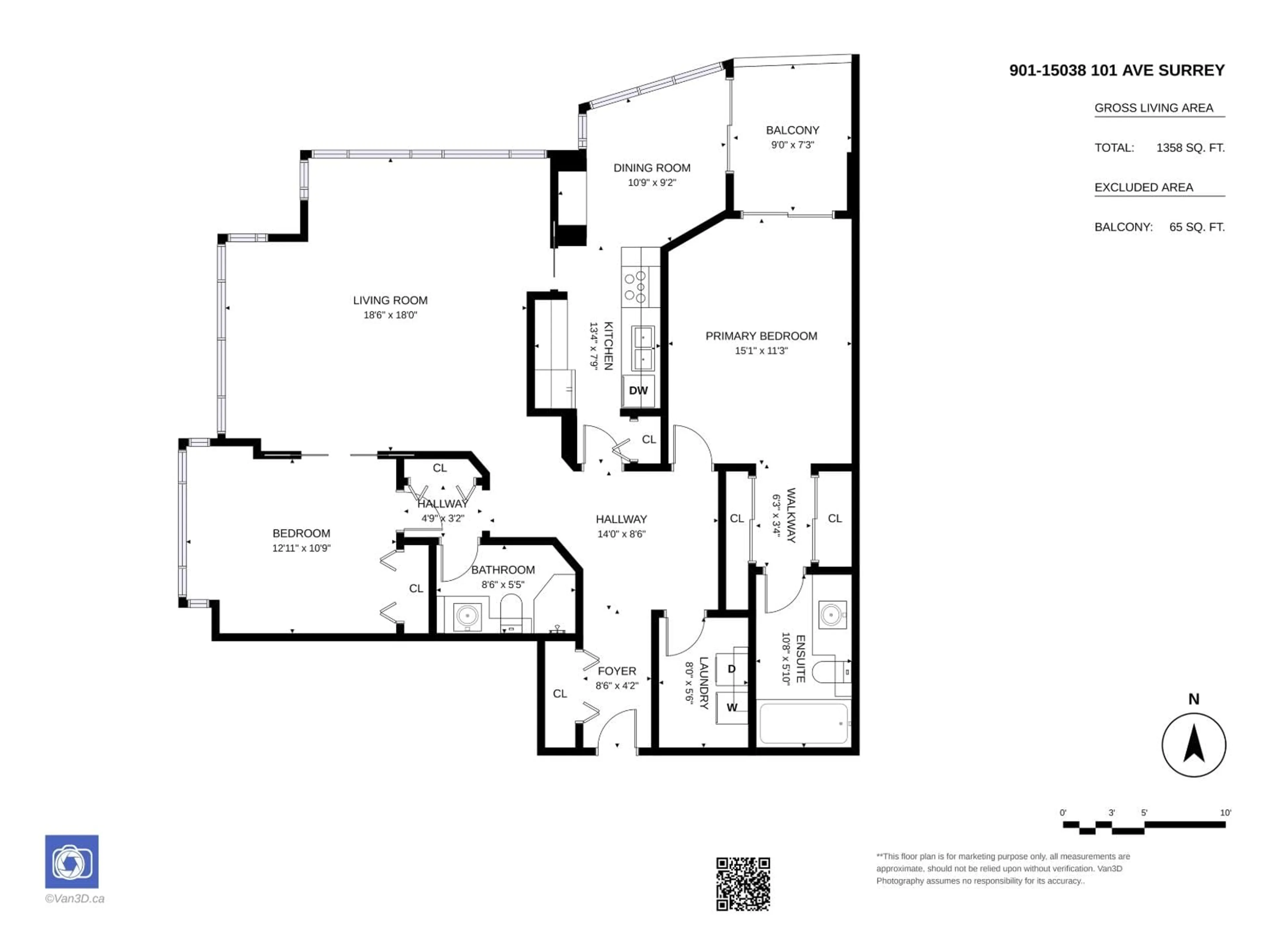 Floor plan for 901 - 15038 101 AVENUE, Surrey British Columbia V3R0N2