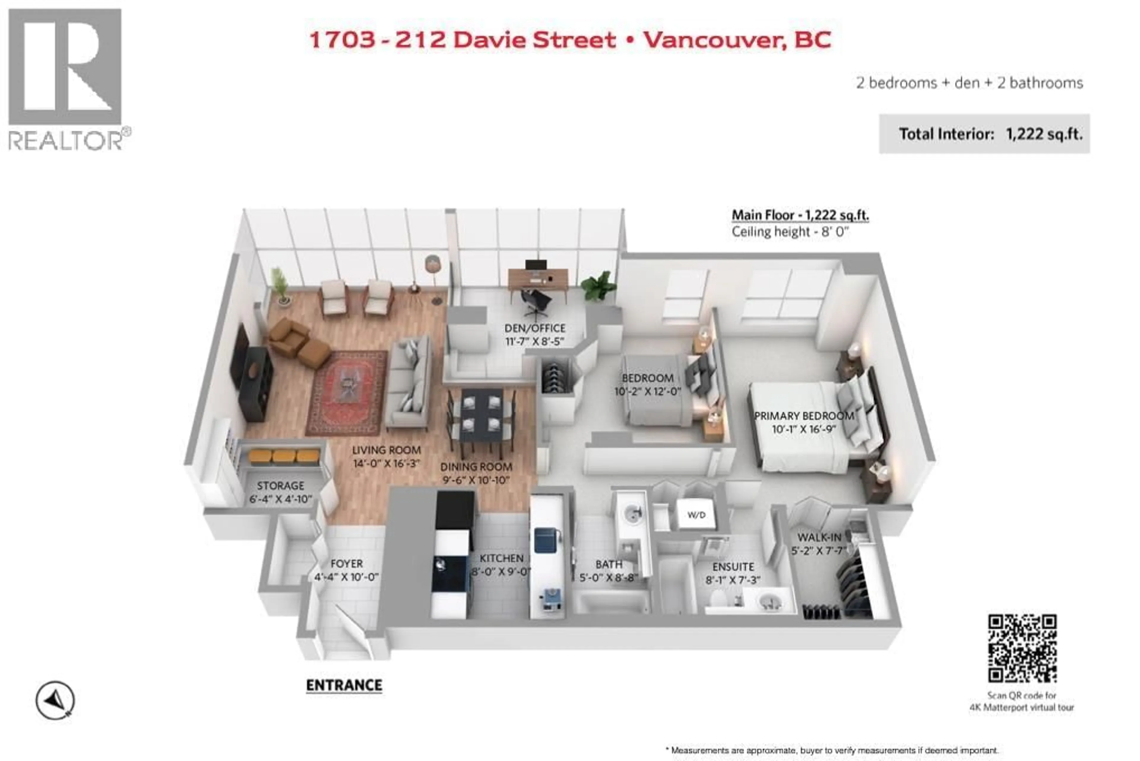 Floor plan for 1703 - 212 DAVIE STREET, Vancouver British Columbia V6B5Z4