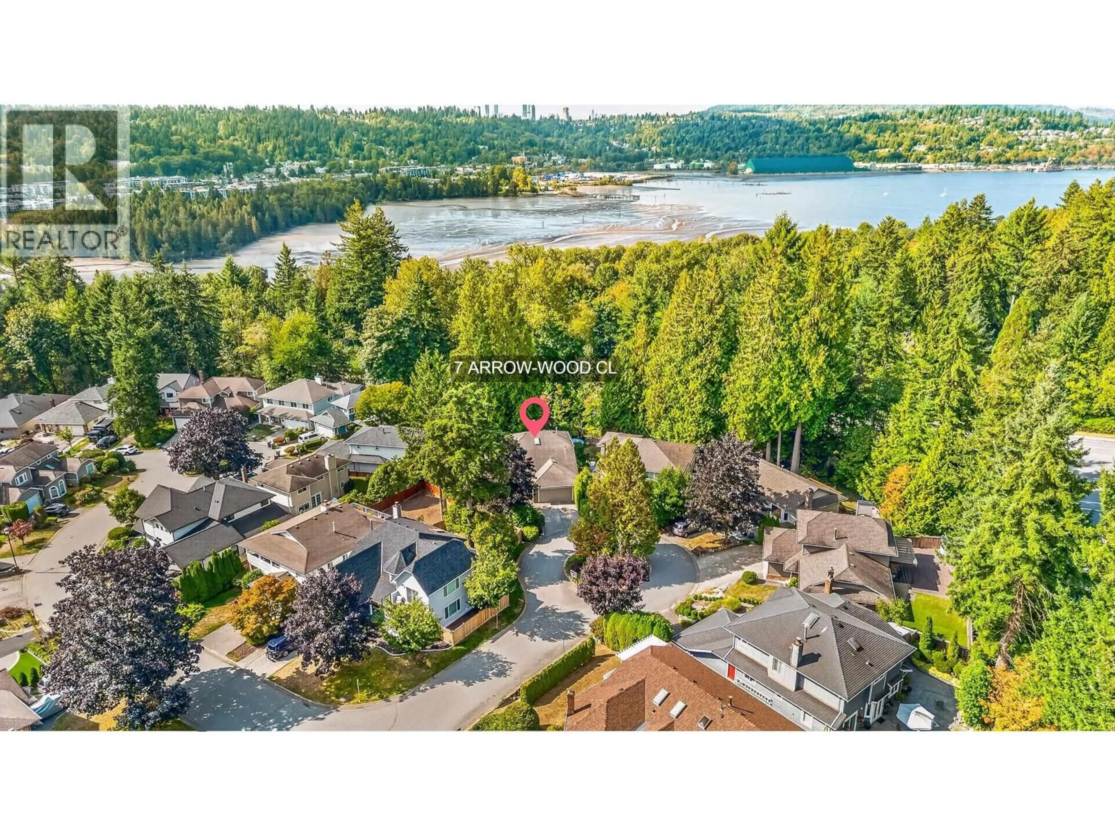 A pic from outside/outdoor area/front of a property/back of a property/a pic from drone, water/lake/river/ocean view for 7 ARROW-WOOD CLOSE, Port Moody British Columbia V3H4G1
