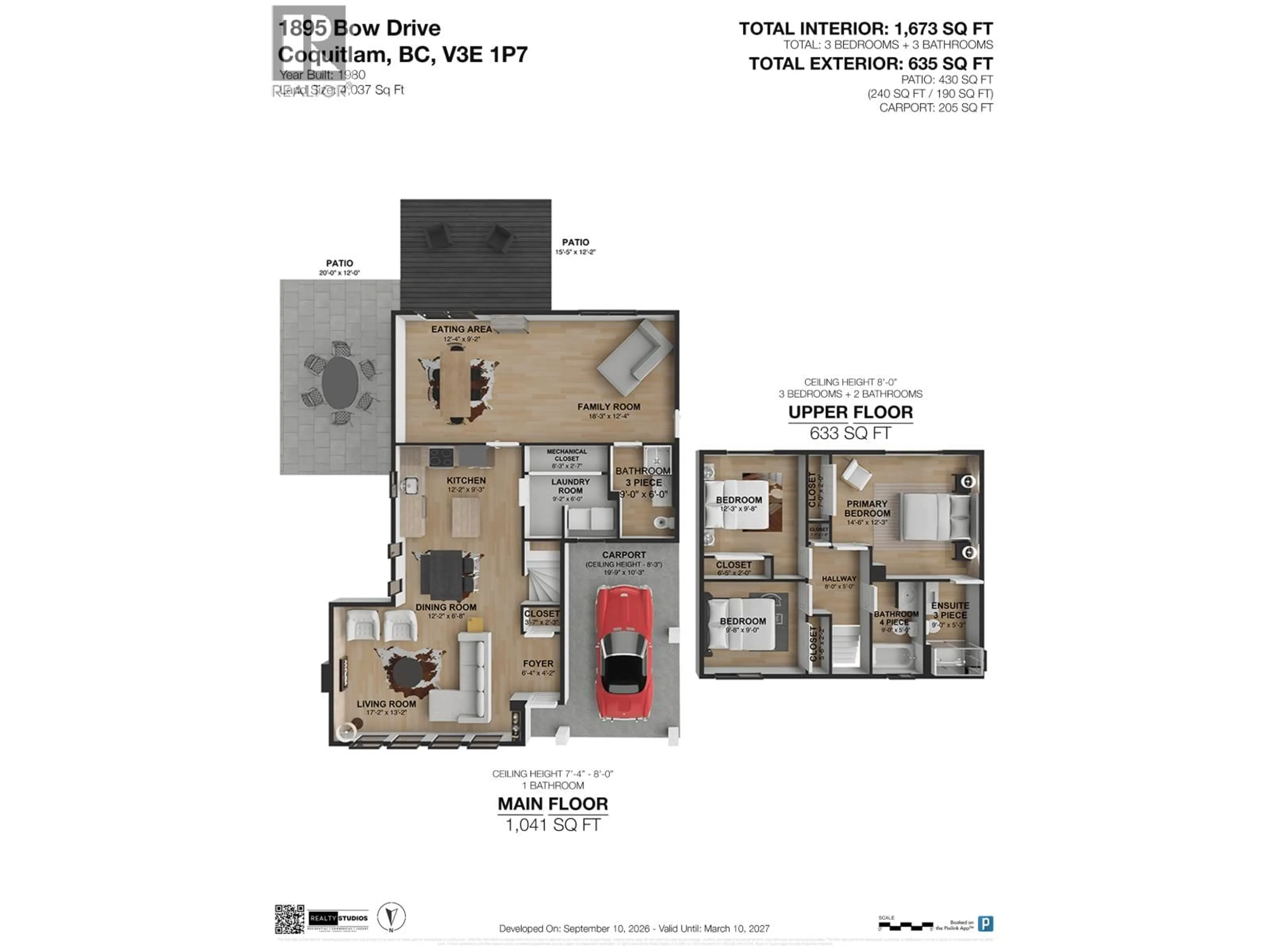 Floor plan for 1895 BOW DRIVE, Coquitlam British Columbia V3E1P7