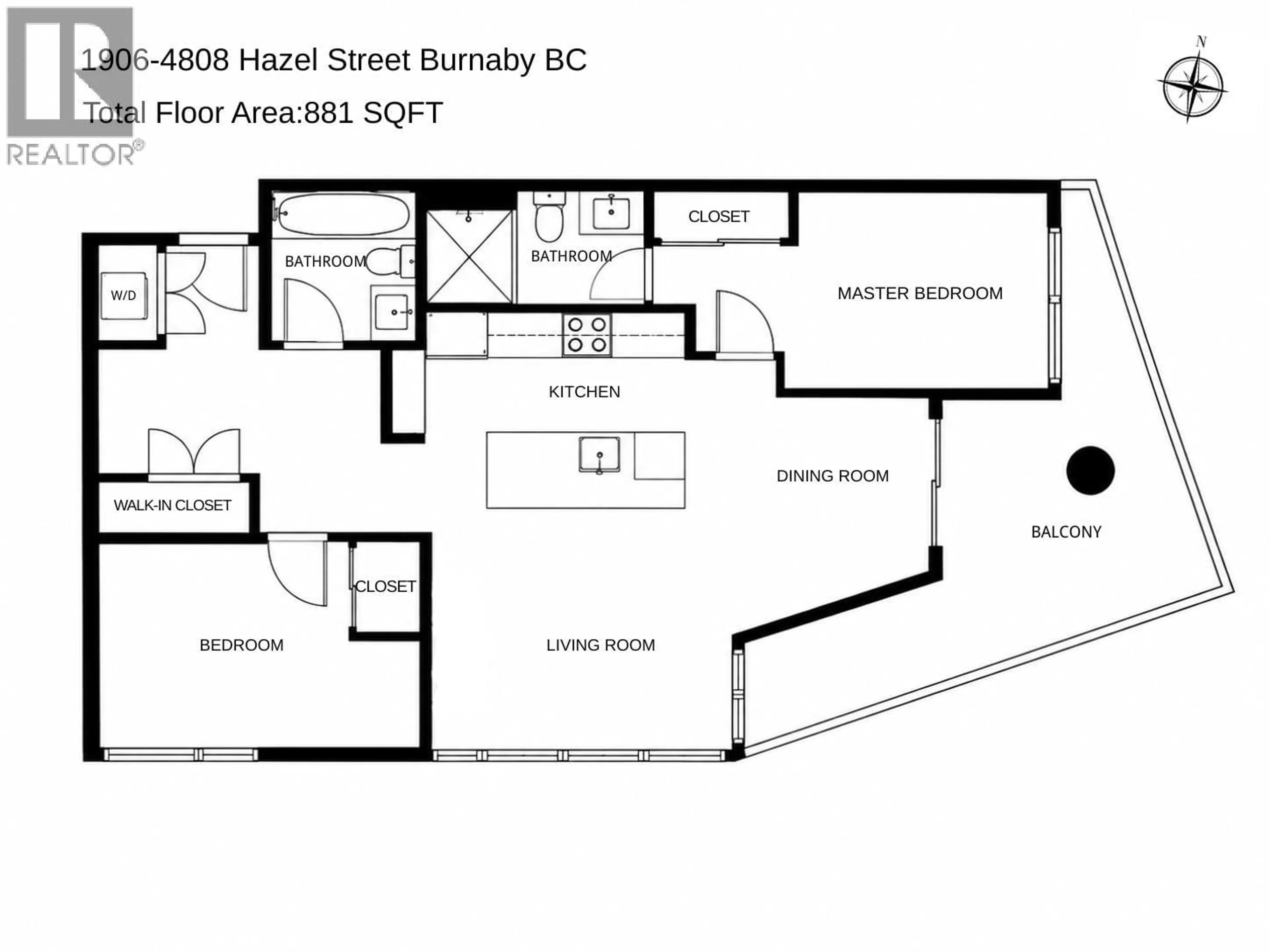 Floor plan for 1906 - 4808 HAZEL STREET, Burnaby British Columbia V5H0A2