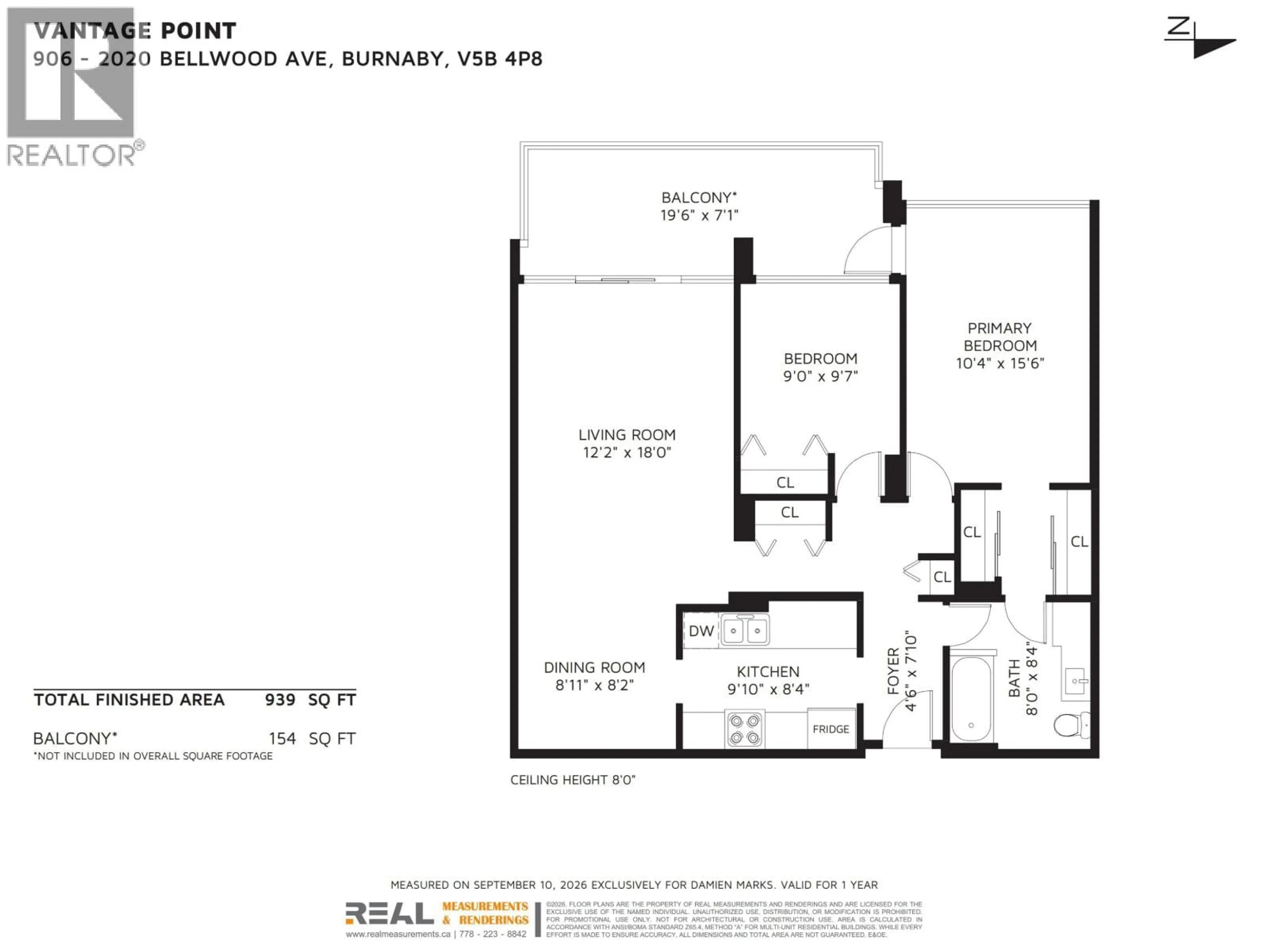 Floor plan for 906 - 2020 BELLWOOD AVENUE, Burnaby British Columbia V5B4P8