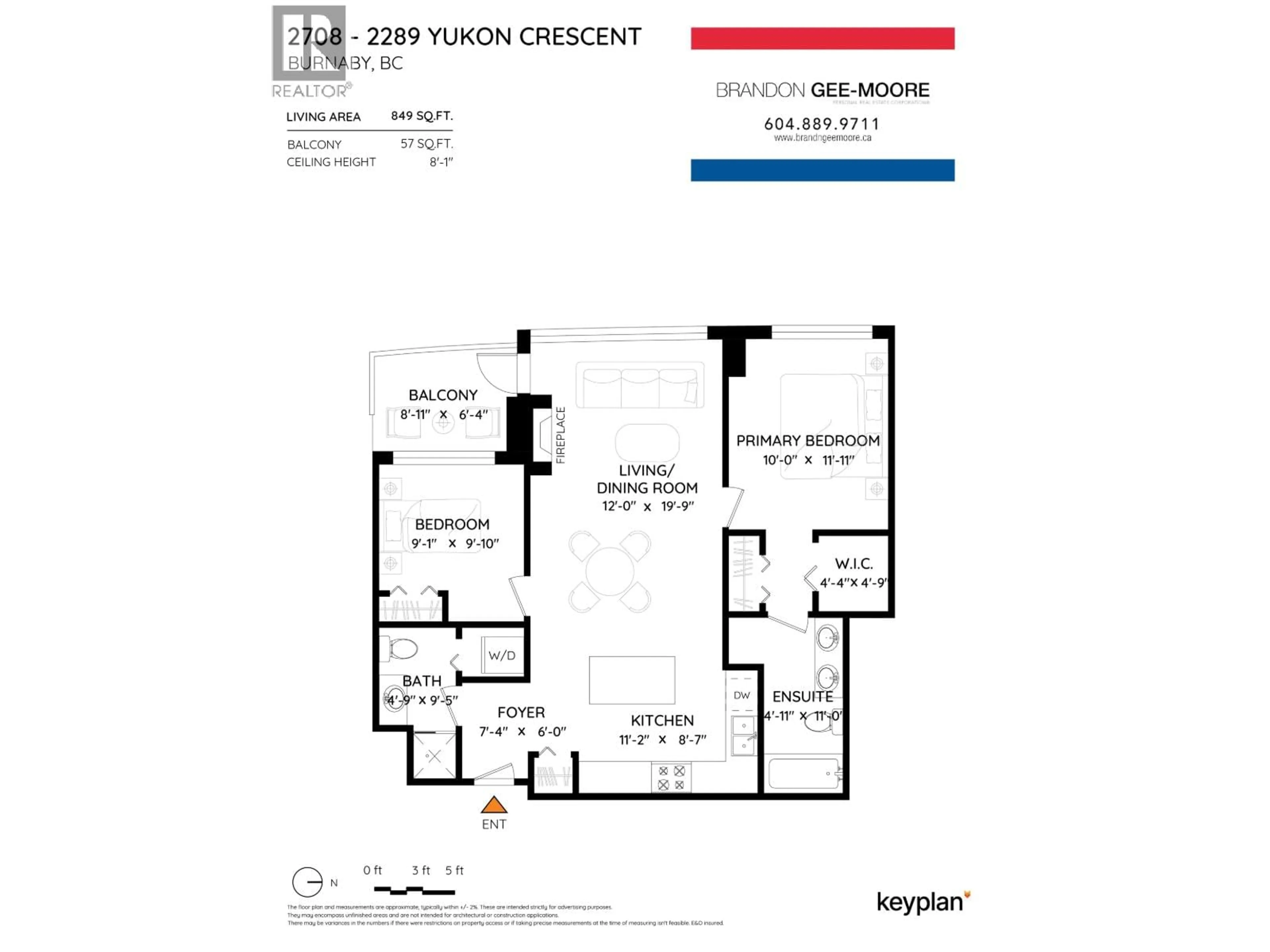 Floor plan for 2708 - 2289 YUKON CRESCENT, Burnaby British Columbia V5C0B2