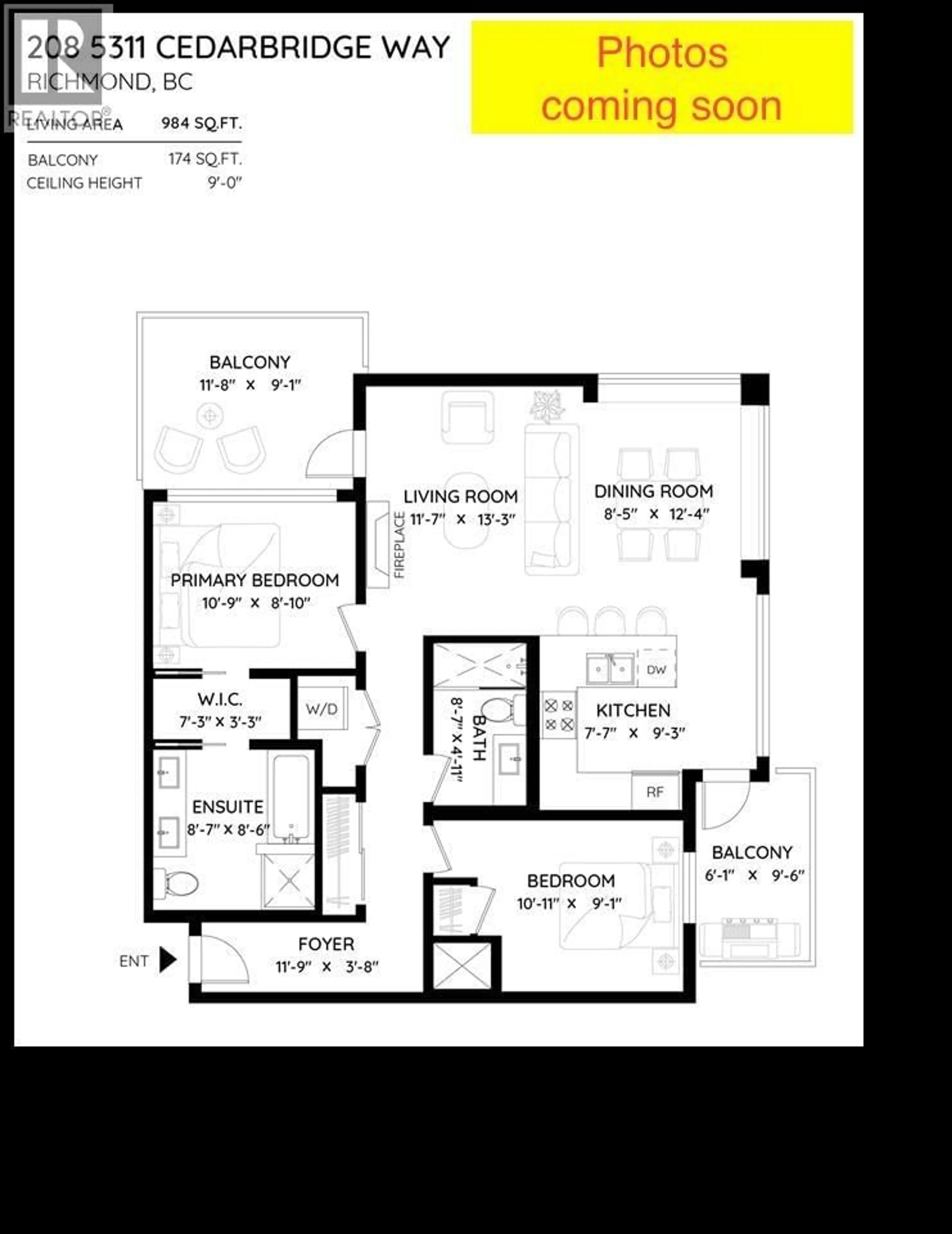Floor plan for 208 - 5311 CEDARBRIDGE WAY, Richmond British Columbia V6X0M3