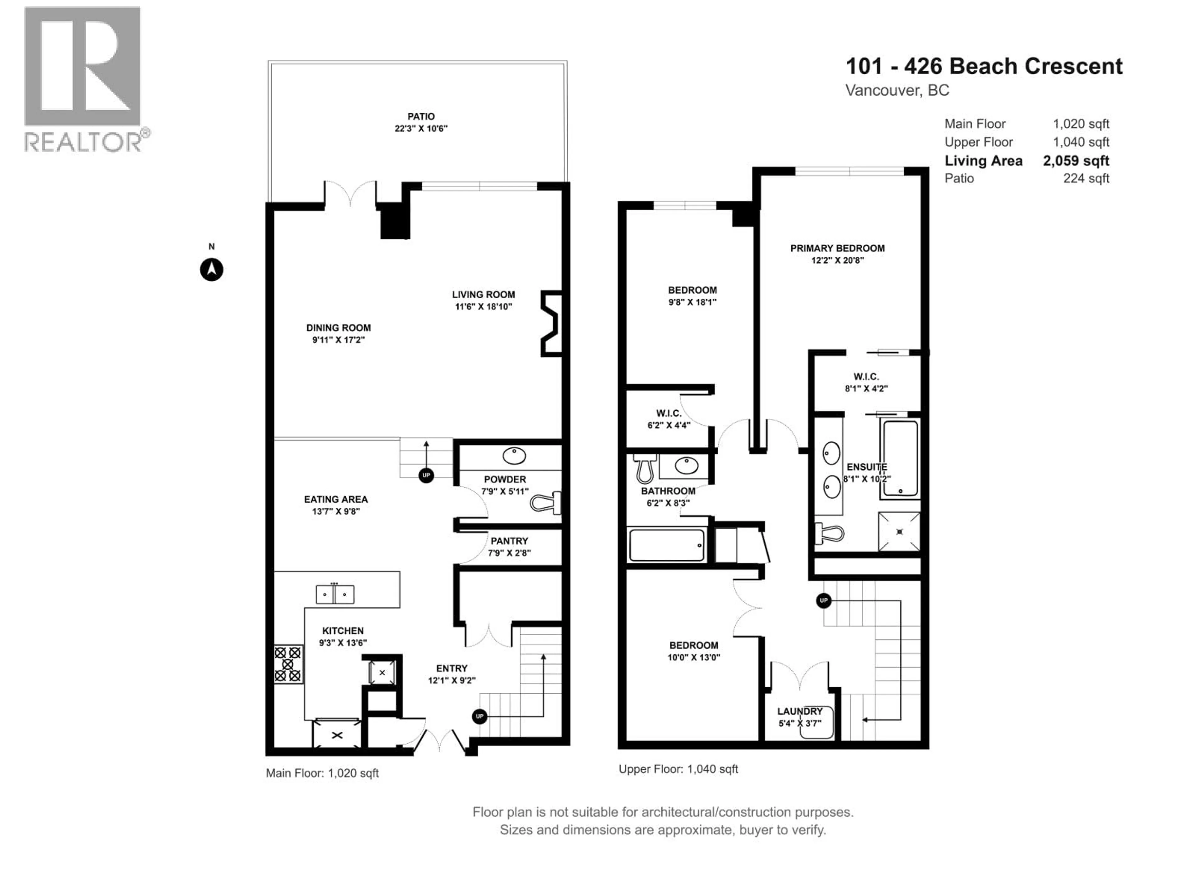 Floor plan for 101 - 426 BEACH CRESCENT, Vancouver British Columbia V6Z3E9