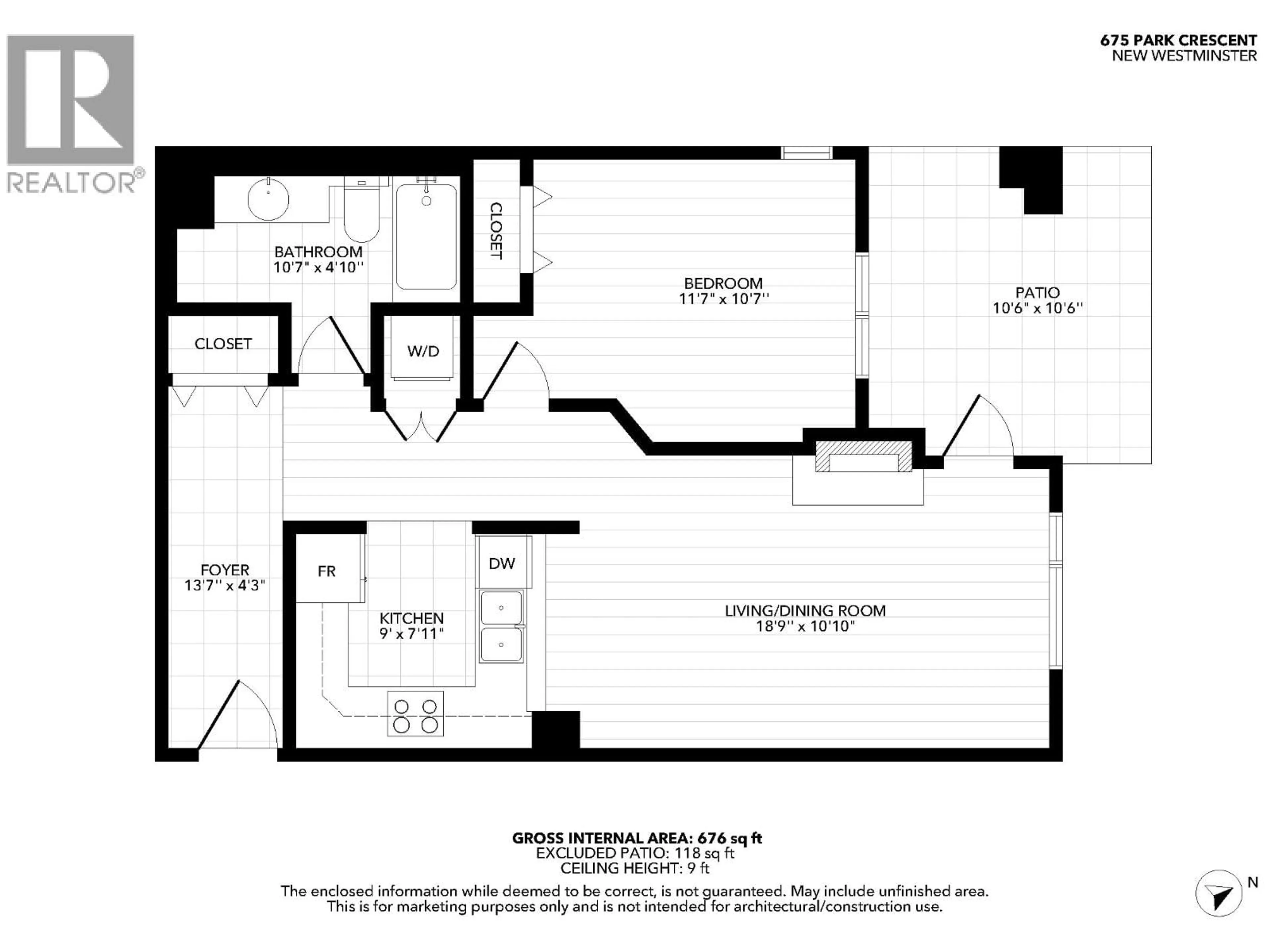 Floor plan for 108 - 675 PARK CRESCENT, New Westminster British Columbia V3L5W4