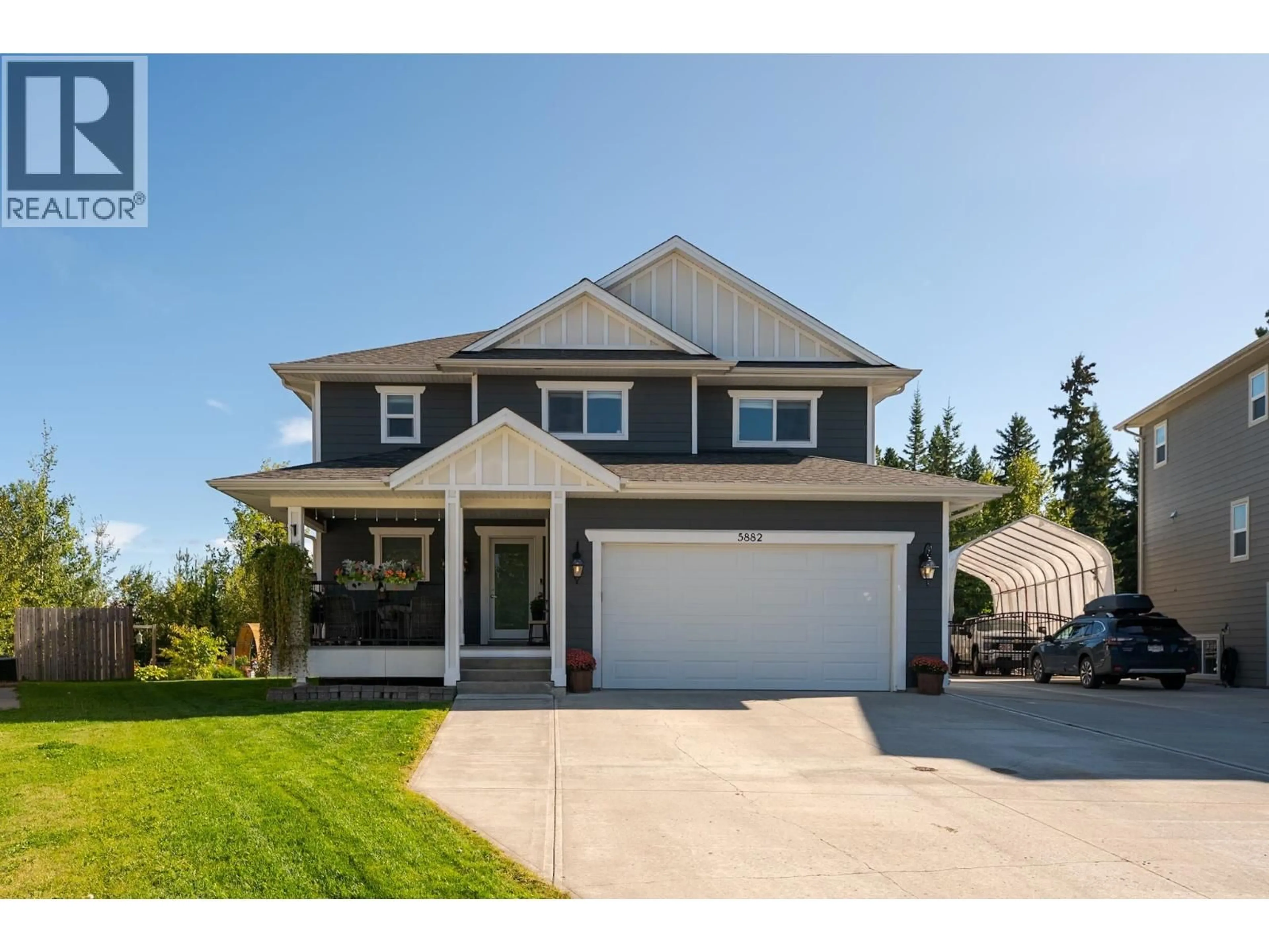 Home with vinyl exterior material, street for 5882 VIRK PLACE, Prince George British Columbia V2N6J1