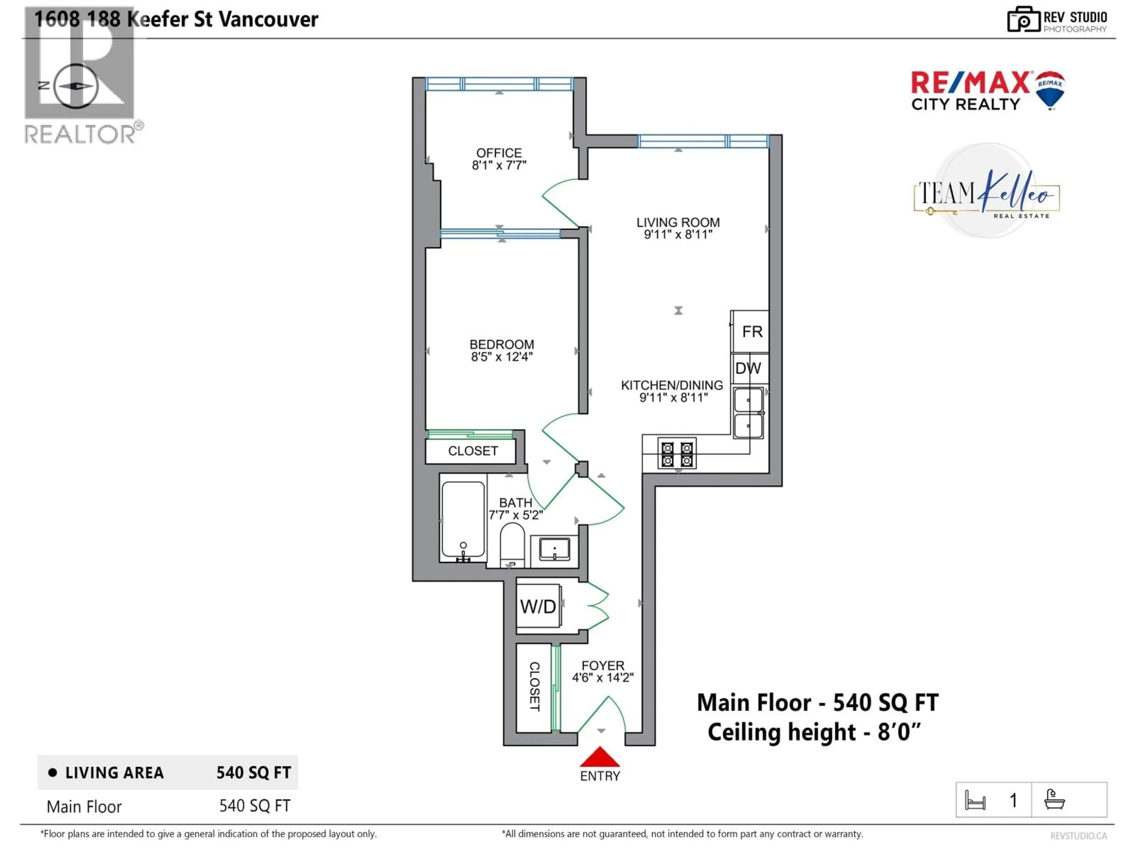 Floor plan for 1608 - 188 KEEFER STREET, Vancouver British Columbia V6A0E3