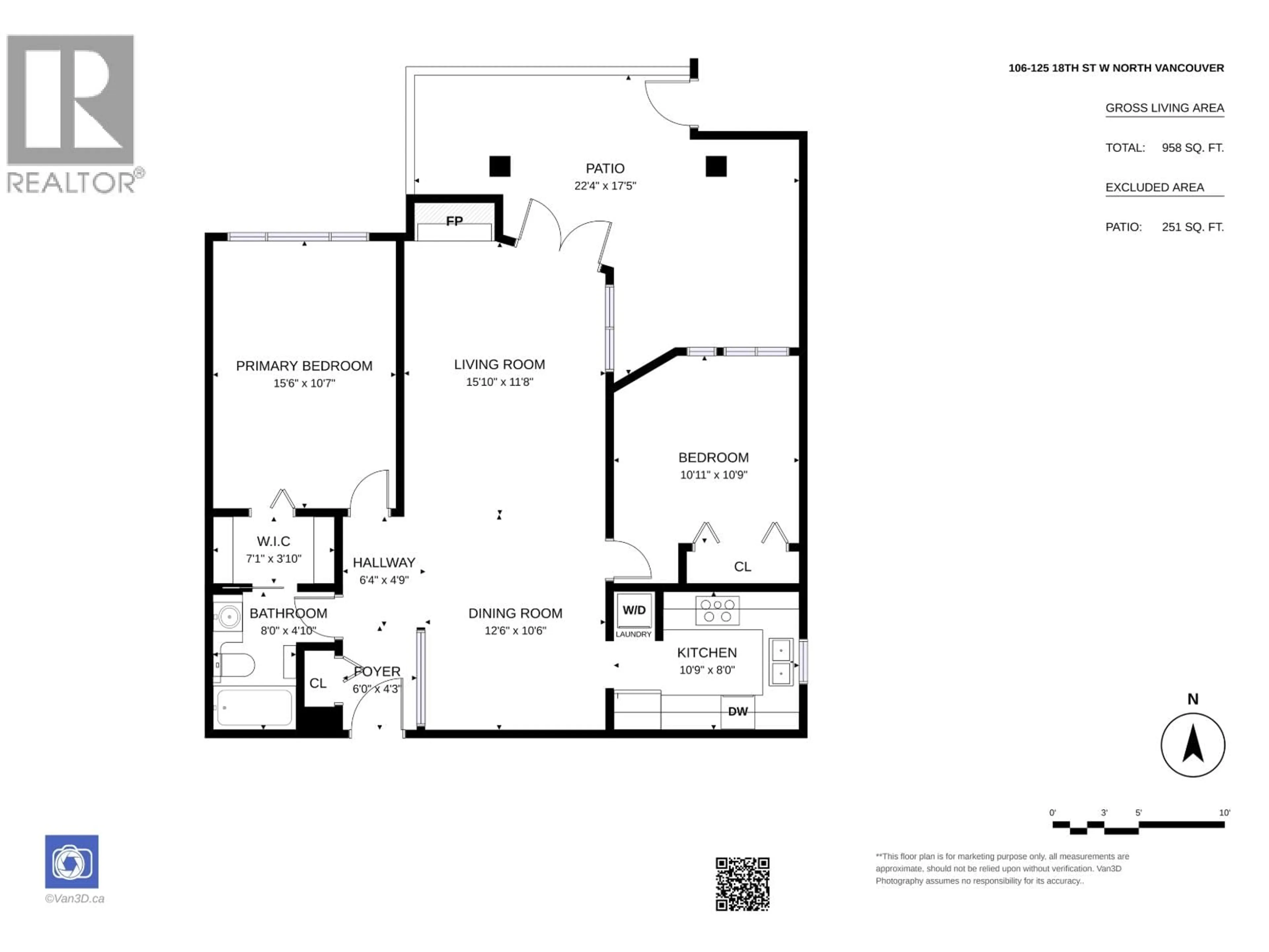 Floor plan for 106 - 125 18TH STREET, North Vancouver British Columbia V7M1W5