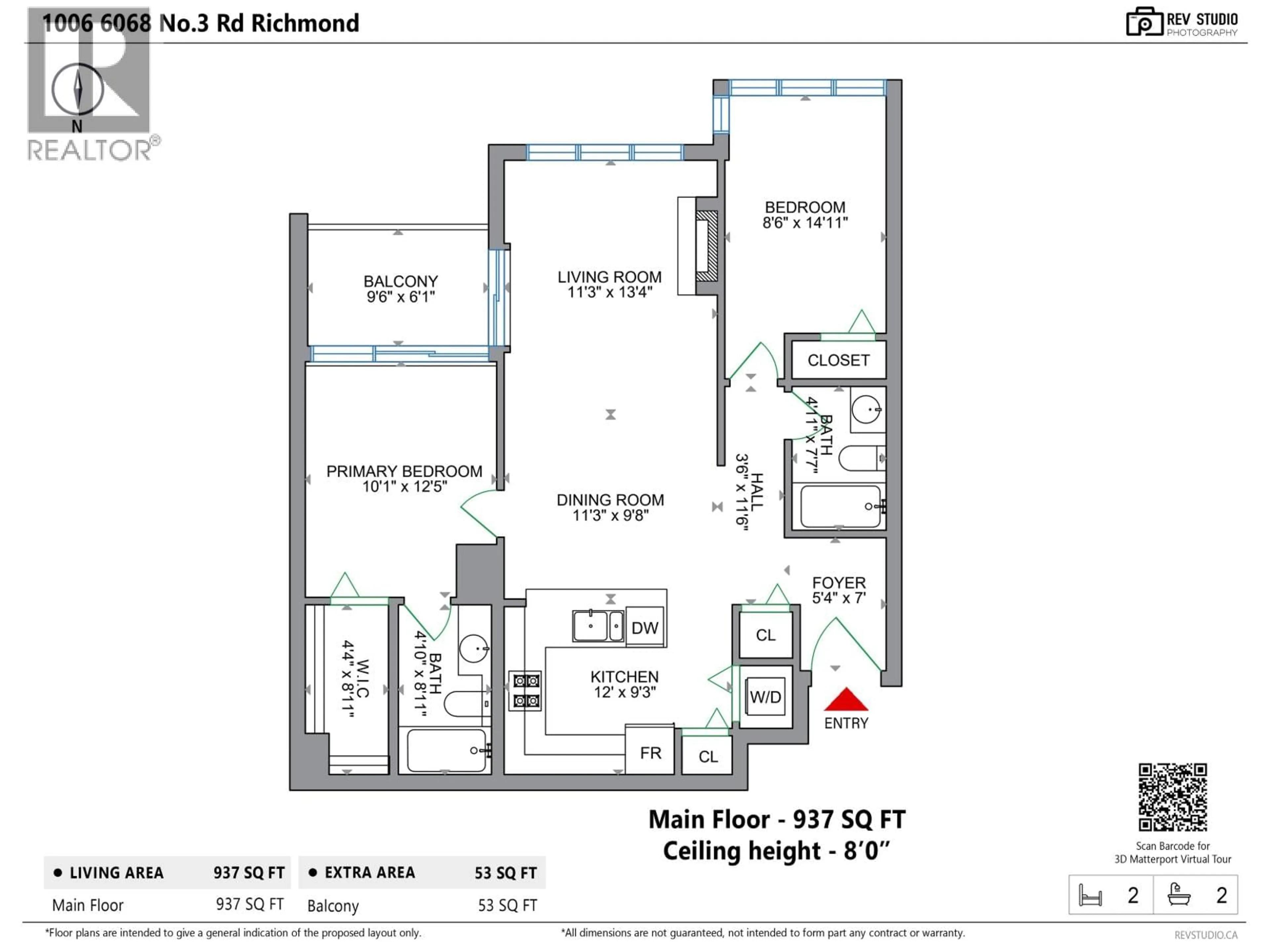 Floor plan for 1006 - 6068 NO. 3 ROAD, Richmond British Columbia V6Y4M7