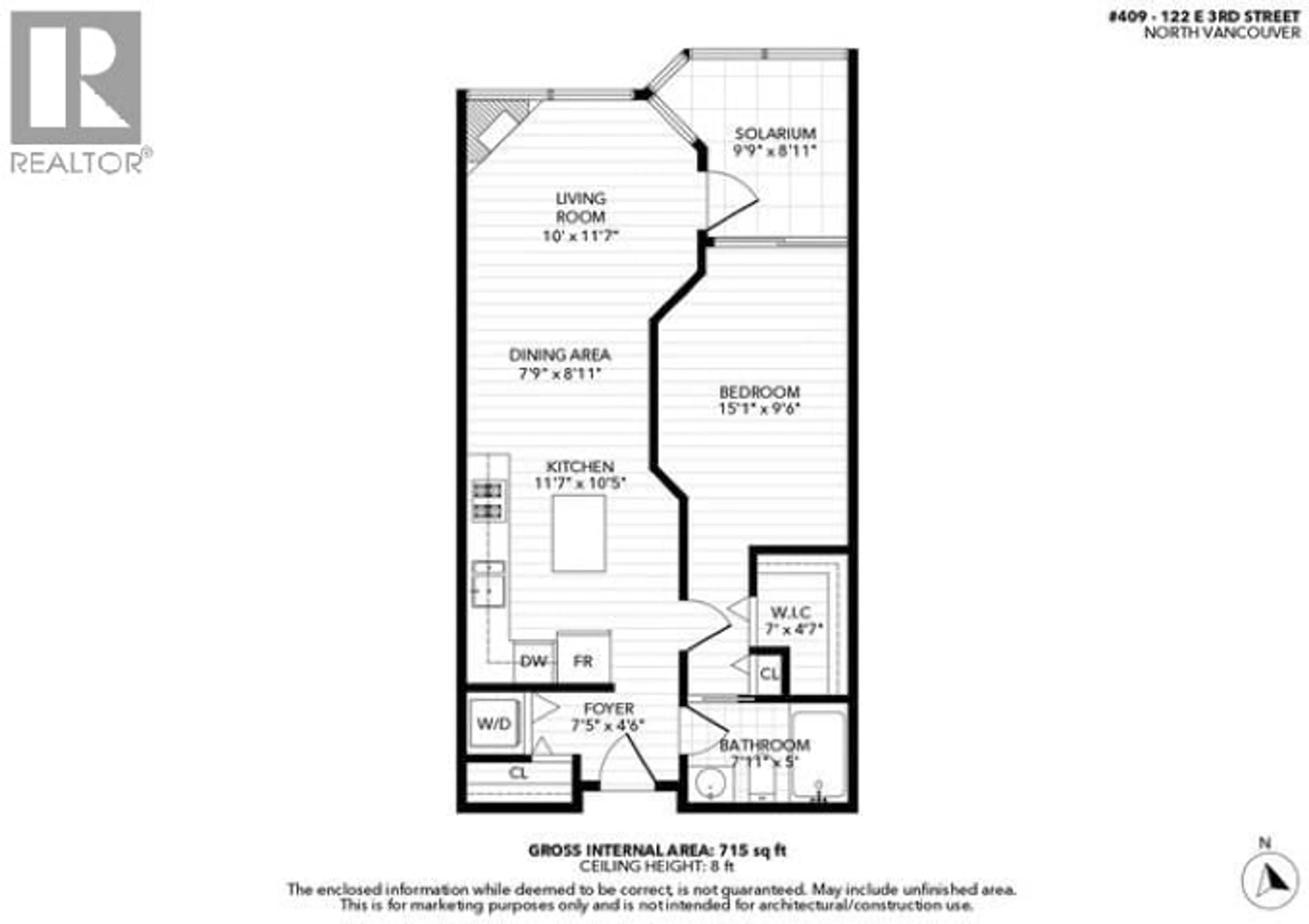 Floor plan for 409 - 122 3RD STREET, North Vancouver British Columbia V7L1E6