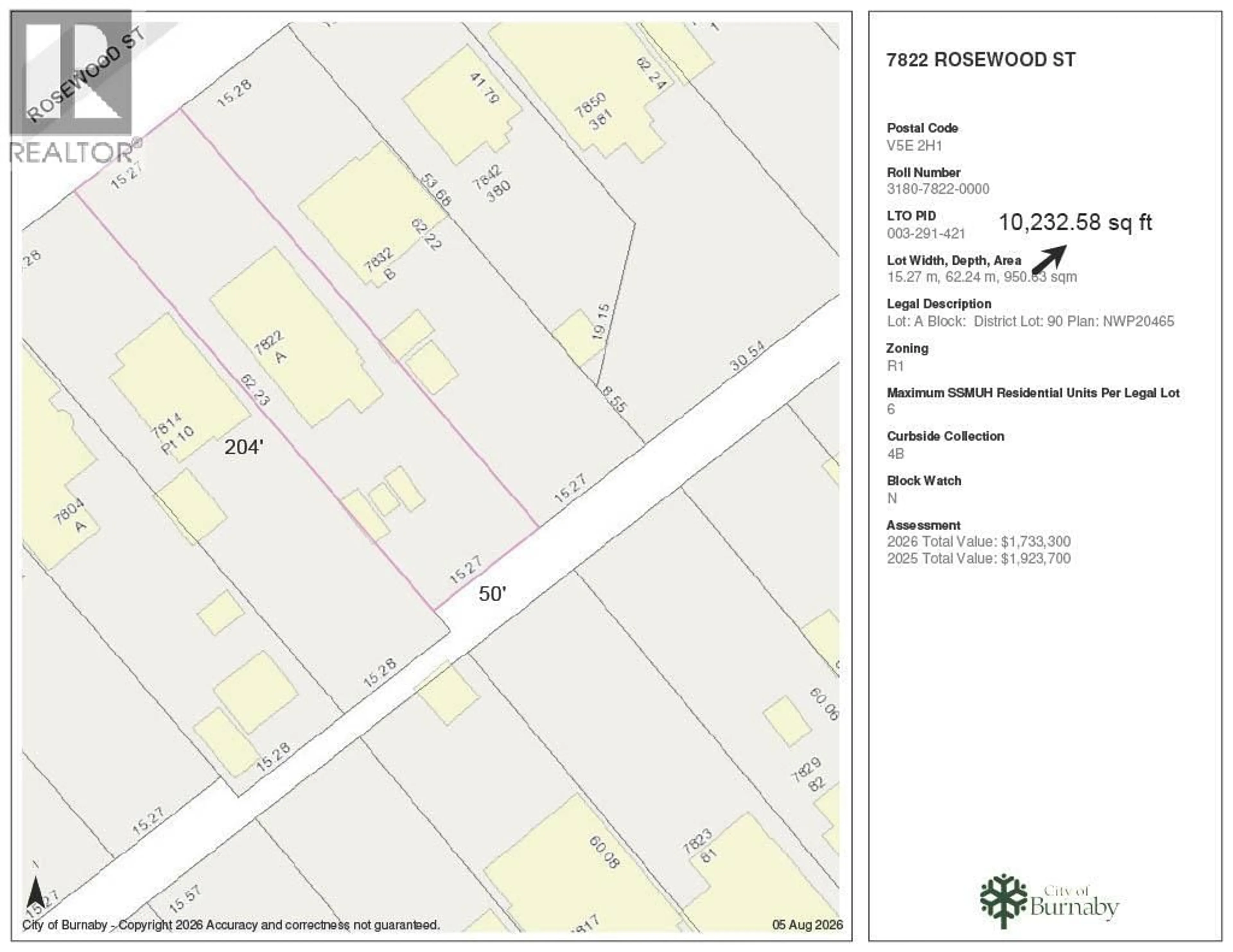Floor plan for 7822 ROSEWOOD STREET, Burnaby British Columbia V5E2H1