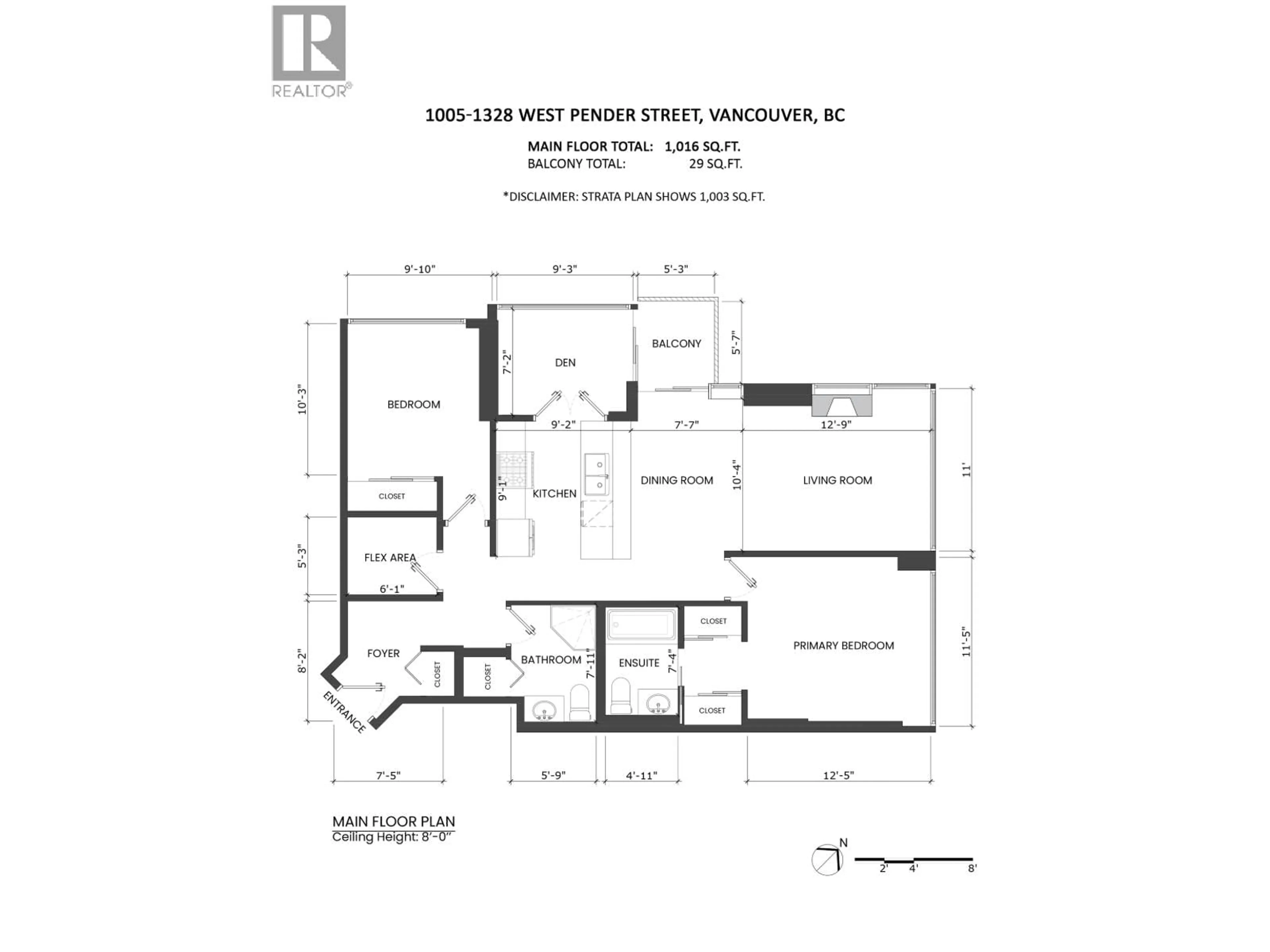 Floor plan for 1005 - 1328 PENDER STREET, Vancouver British Columbia V6E4T1