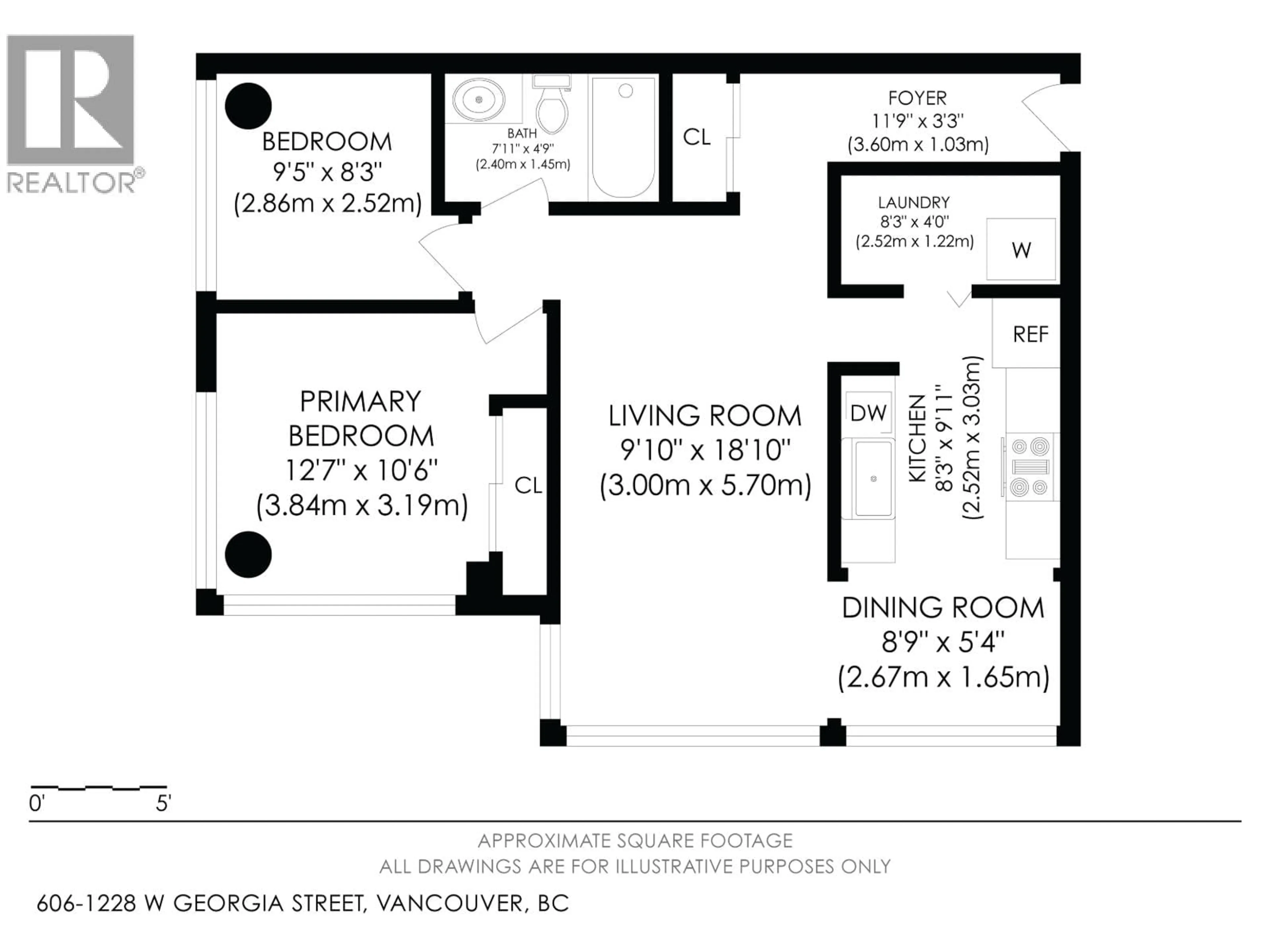 Floor plan for 606 - 1288 GEORGIA STREET, Vancouver British Columbia V6E4R3