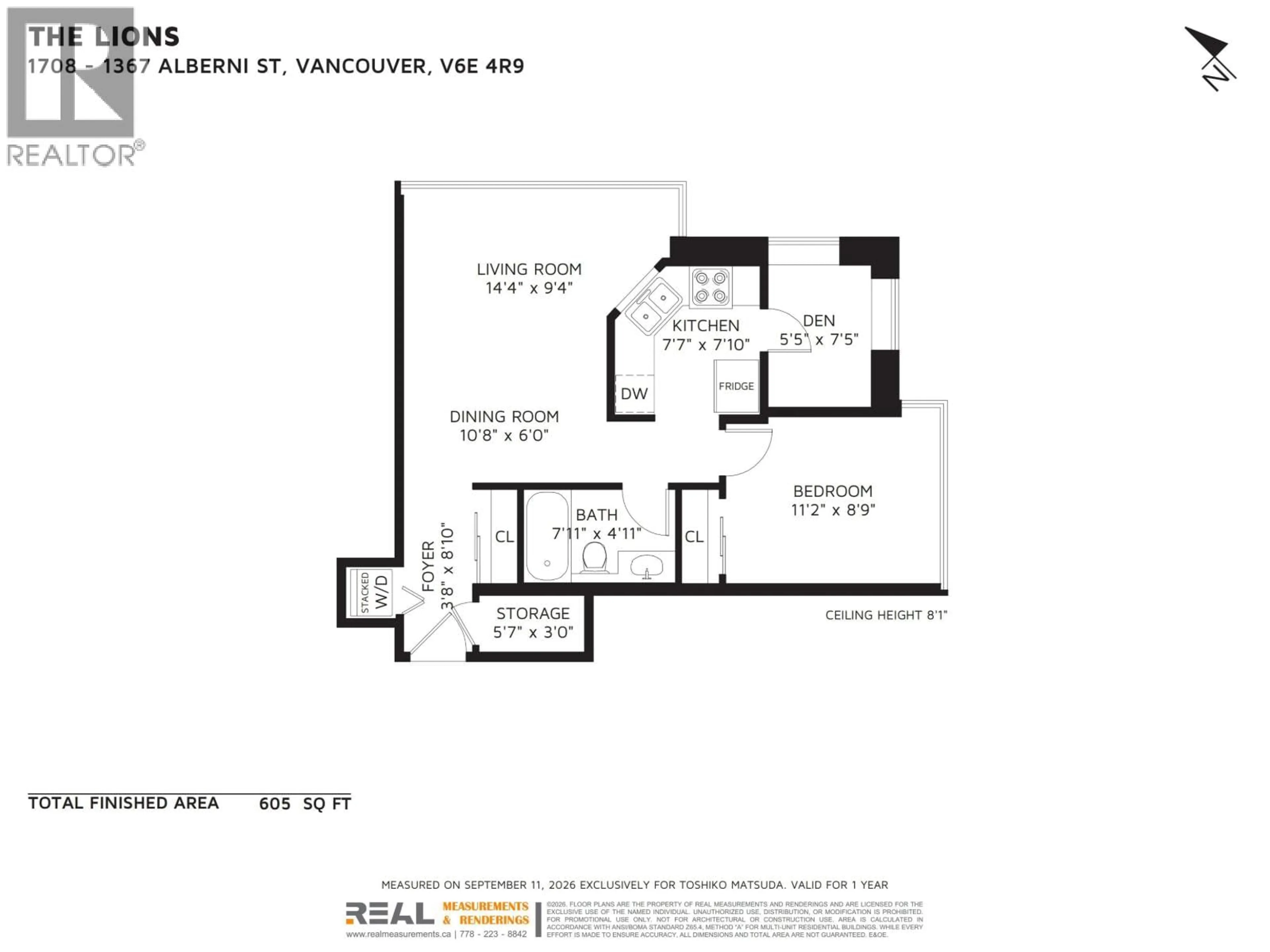Floor plan for 1708 - 1367 ALBERNI STREET, Vancouver British Columbia V6E4R9