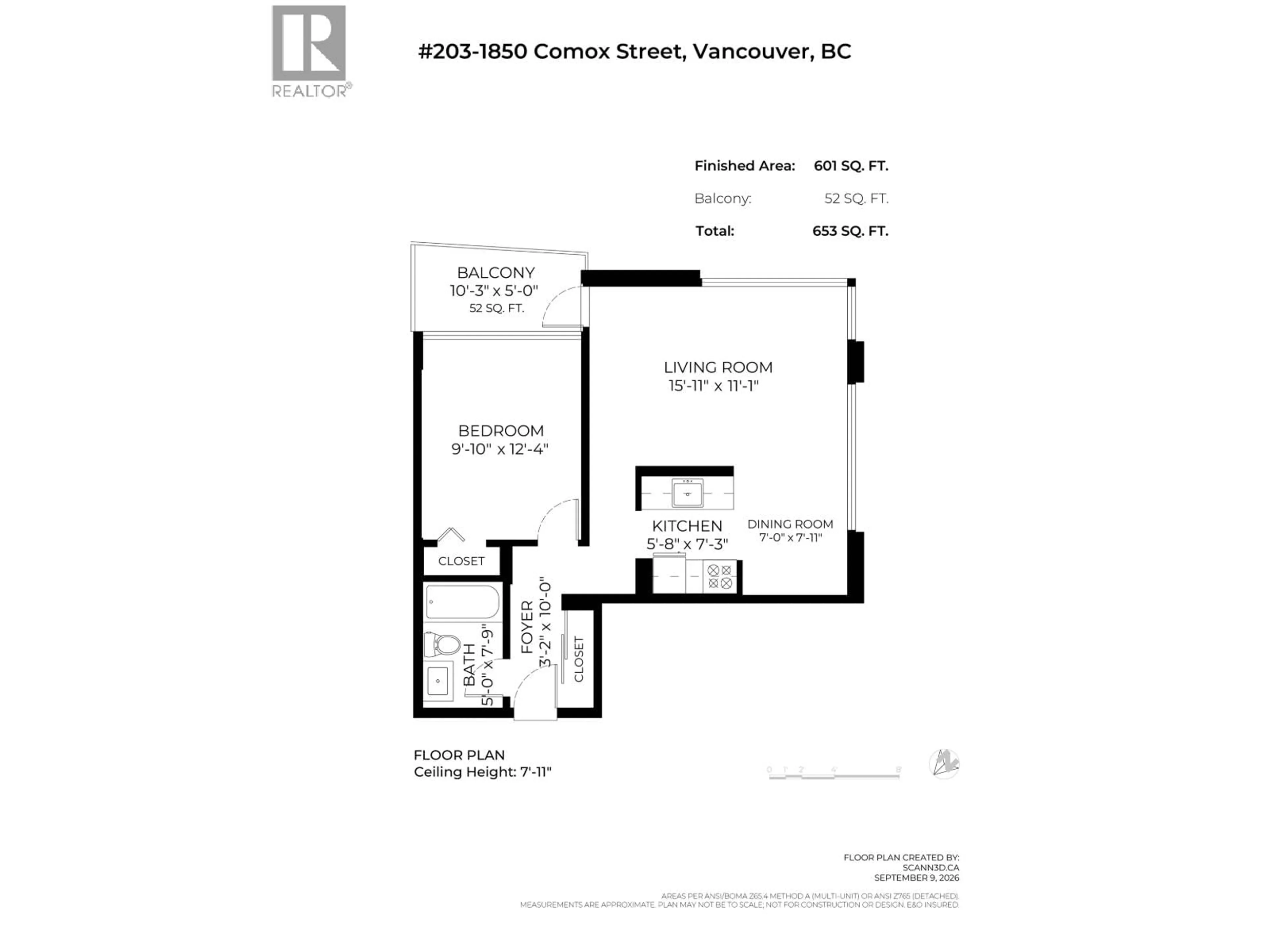 Floor plan for 203 - 1850 COMOX STREET, Vancouver British Columbia V6G1R3