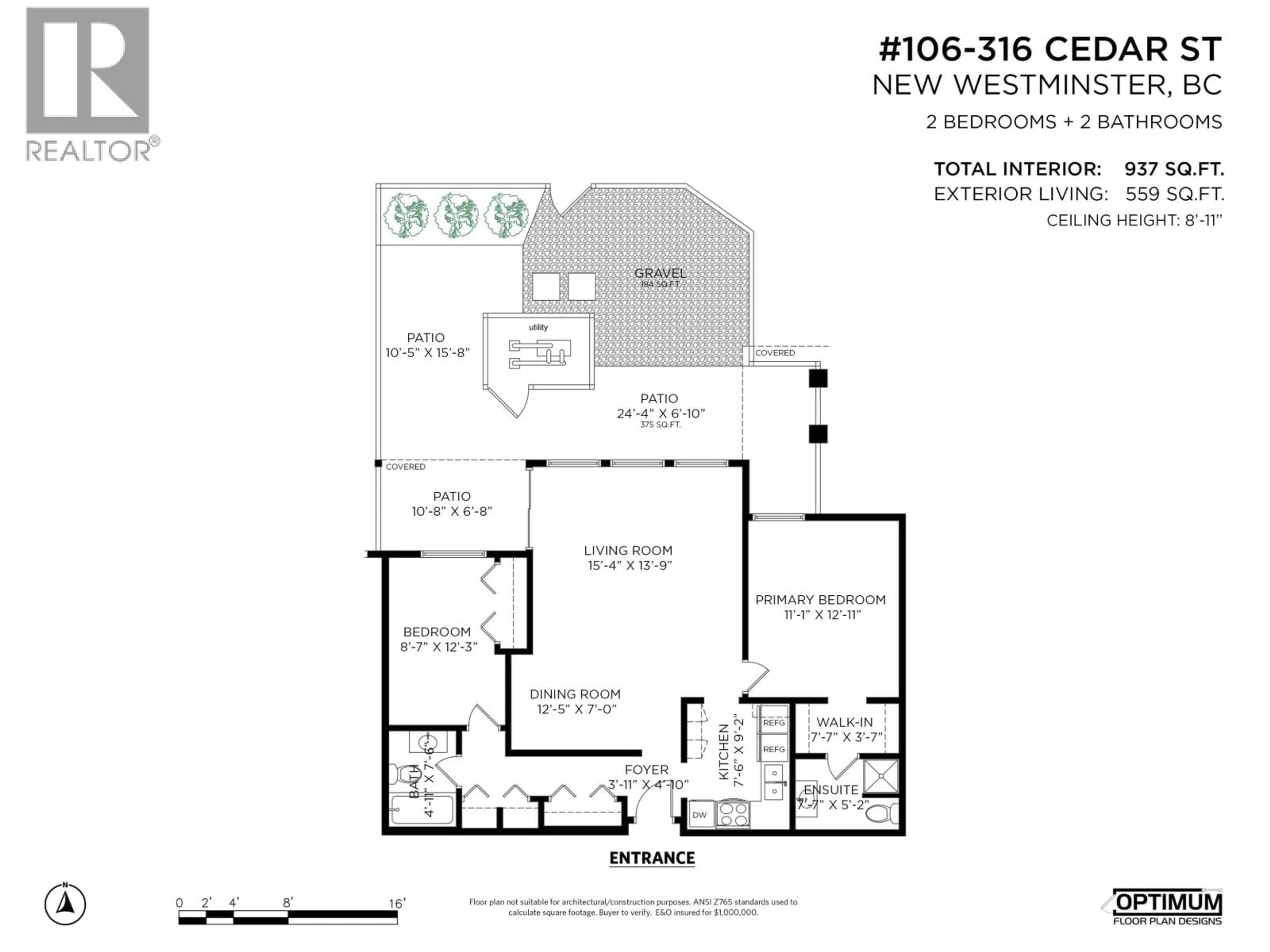 Floor plan for 106 - 316 CEDAR STREET, New Westminster British Columbia V3L3P1