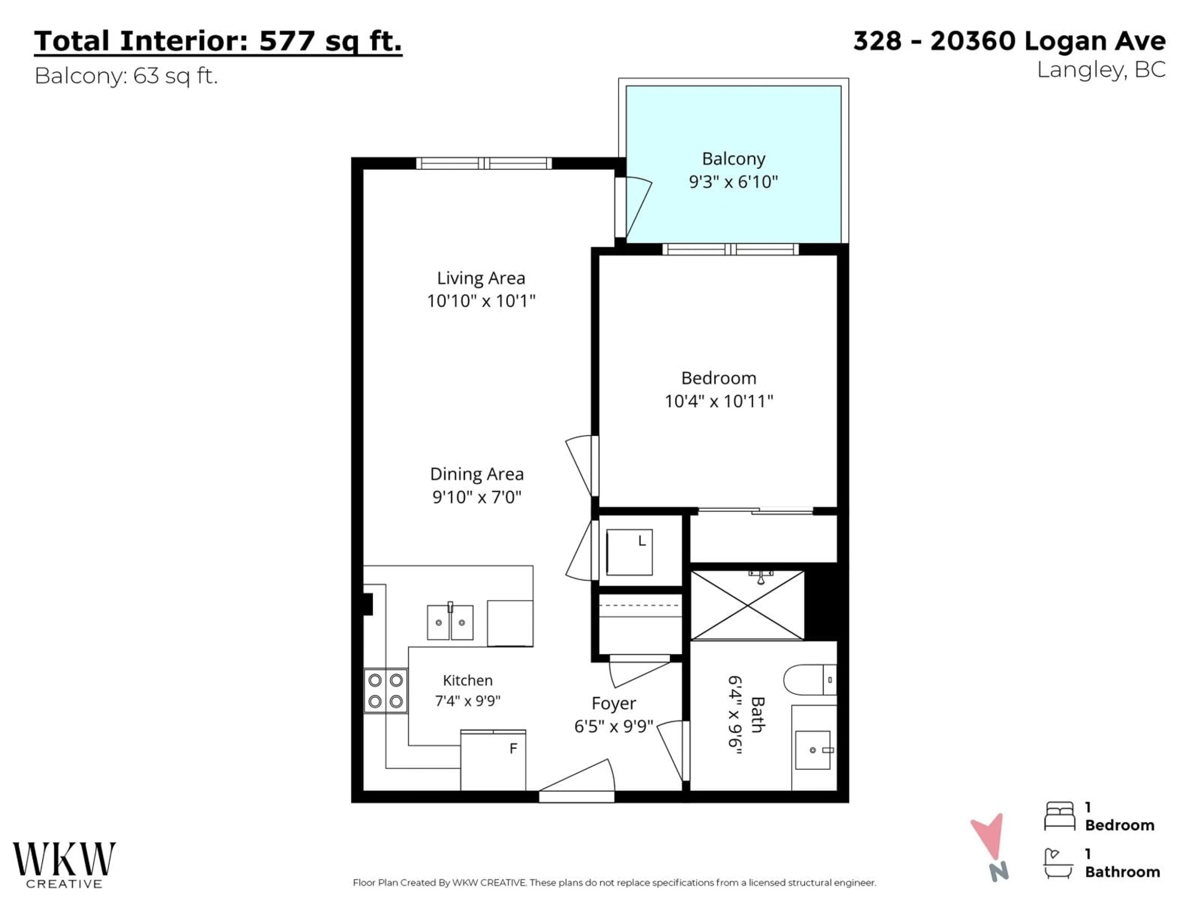 Floor plan for 328 - 20360 LOGAN AVENUE, Langley British Columbia V3A0P5
