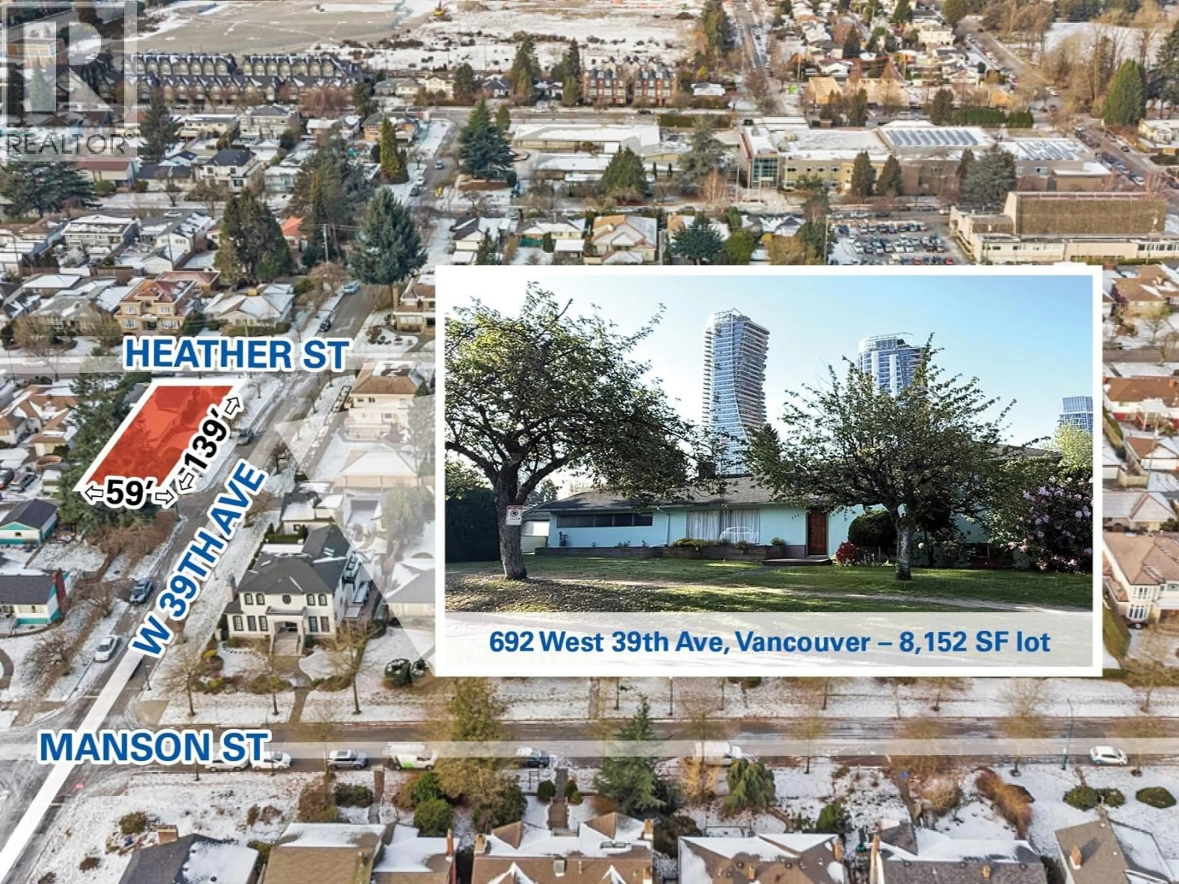 A pic from outside/outdoor area/front of a property/back of a property/a pic from drone, street for 692 39TH AVENUE, Vancouver British Columbia V5Z2M3