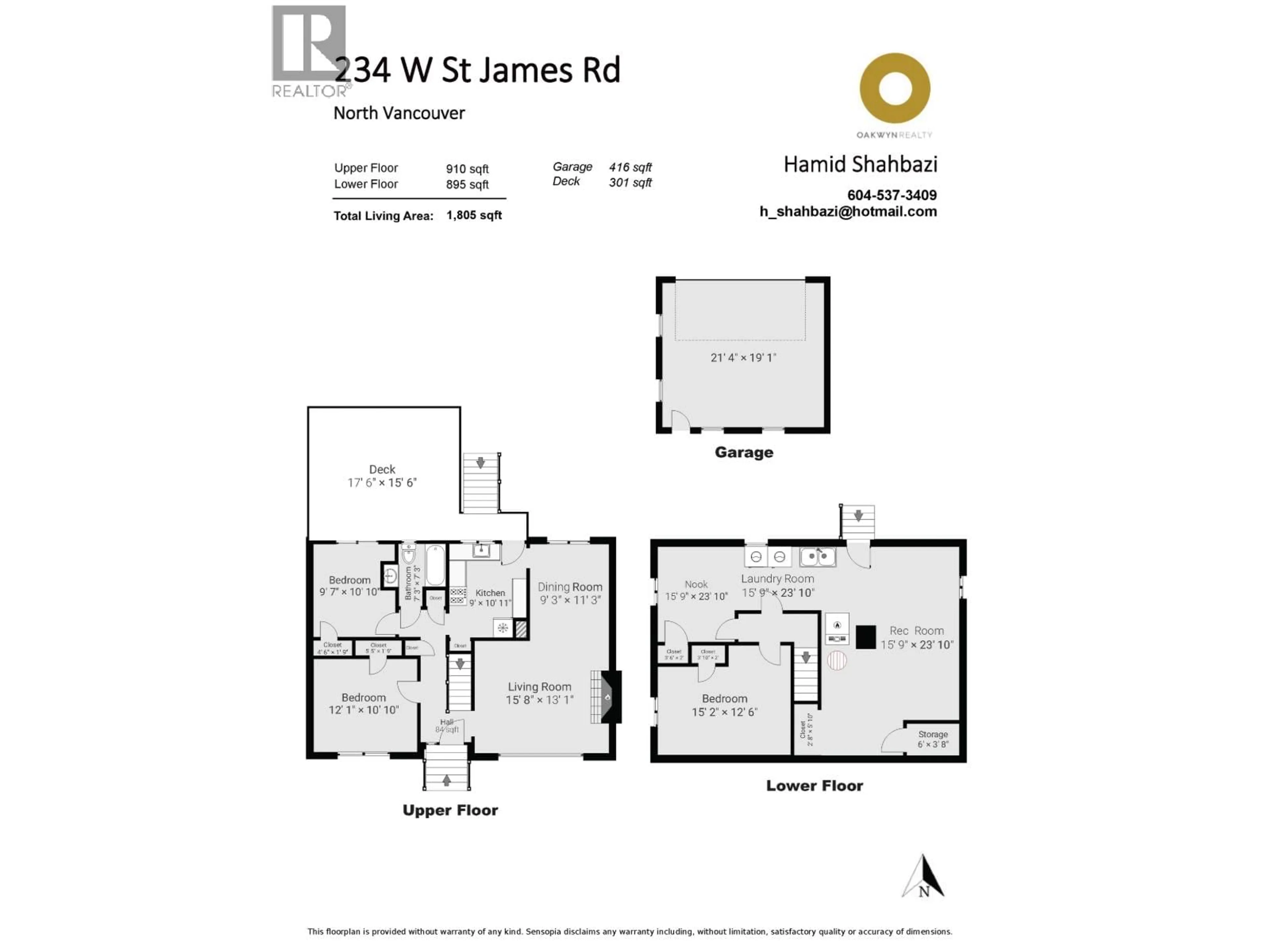 Floor plan for 234 ST. JAMES ROAD, North Vancouver British Columbia V7N2P3