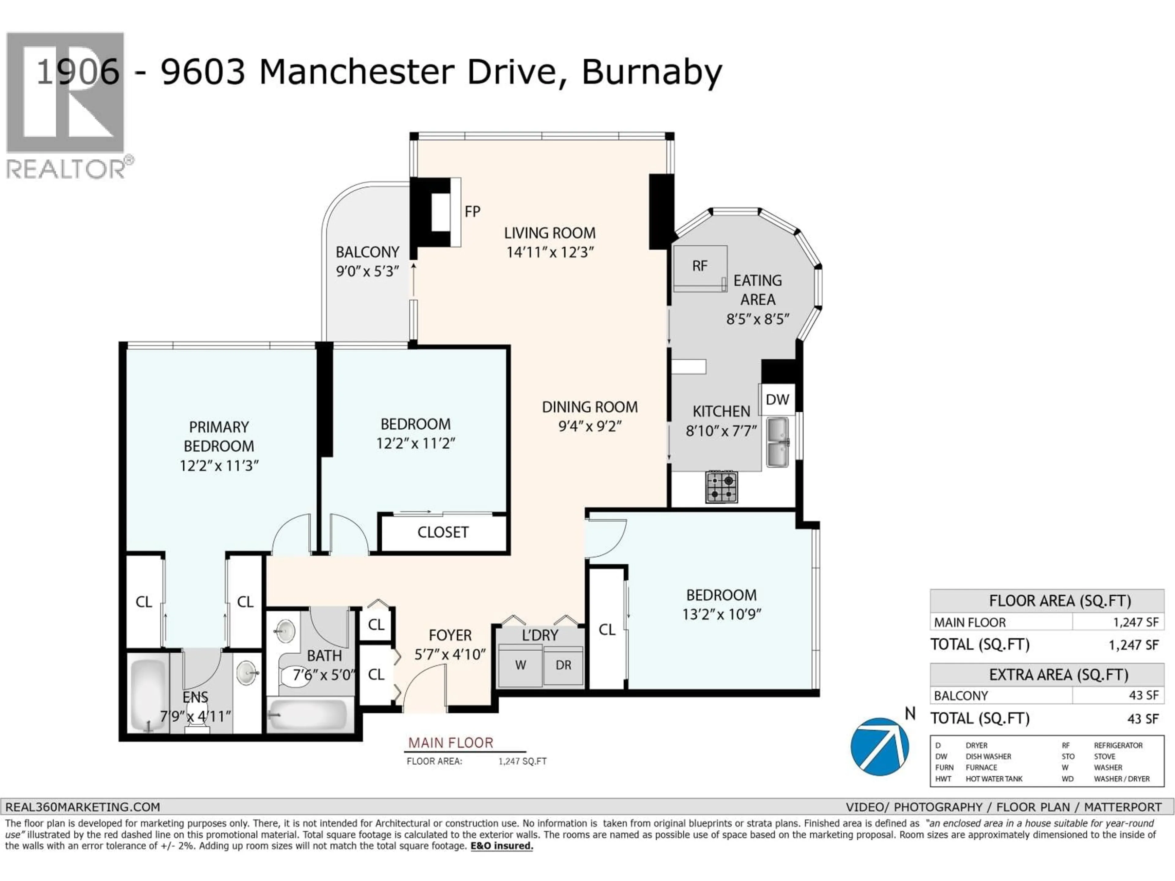 Floor plan for 1906 - 9603 MANCHESTER DRIVE, Burnaby British Columbia V3N4Y7