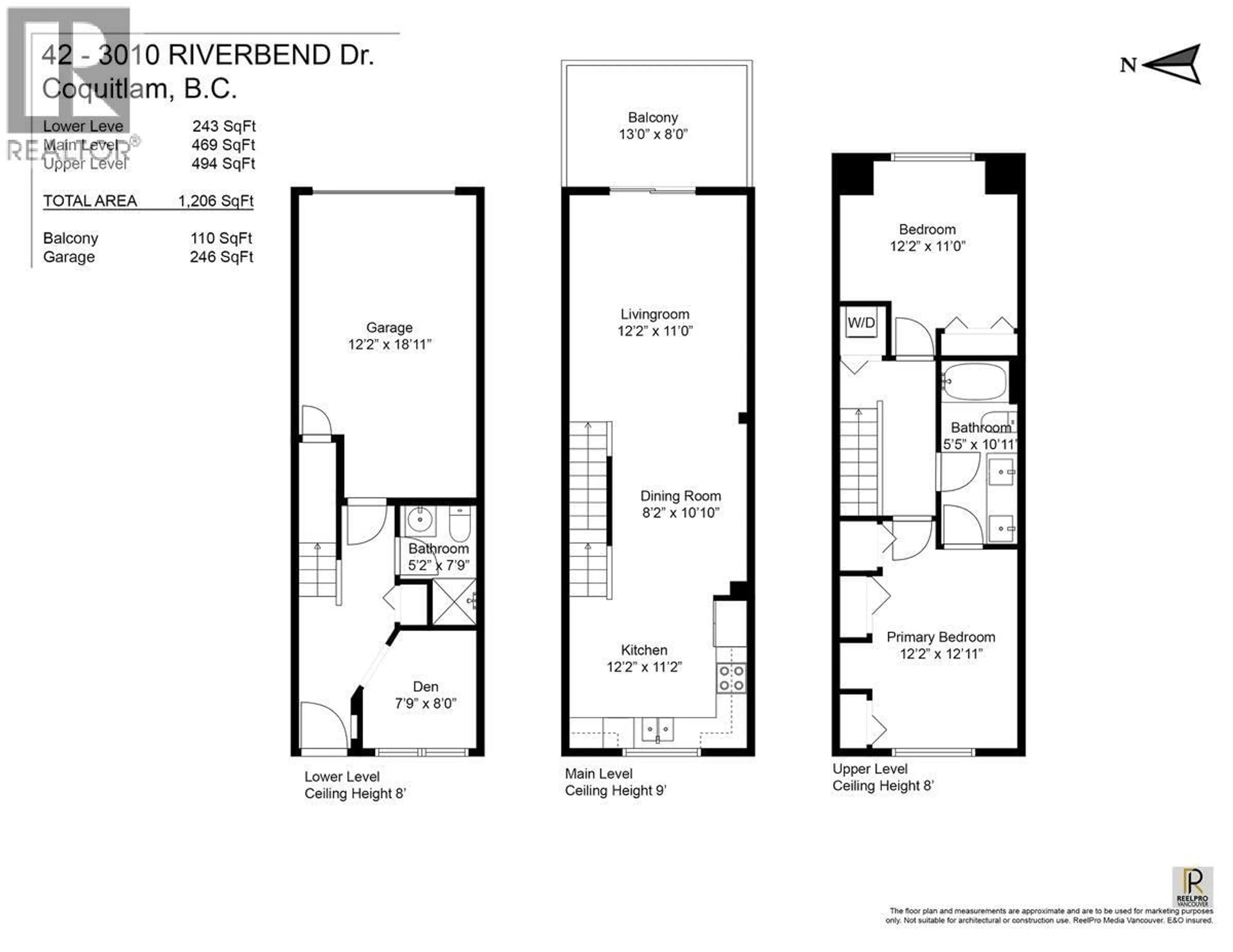 Floor plan for 42 - 3010 RIVERBEND DRIVE, Coquitlam British Columbia V3C0B8