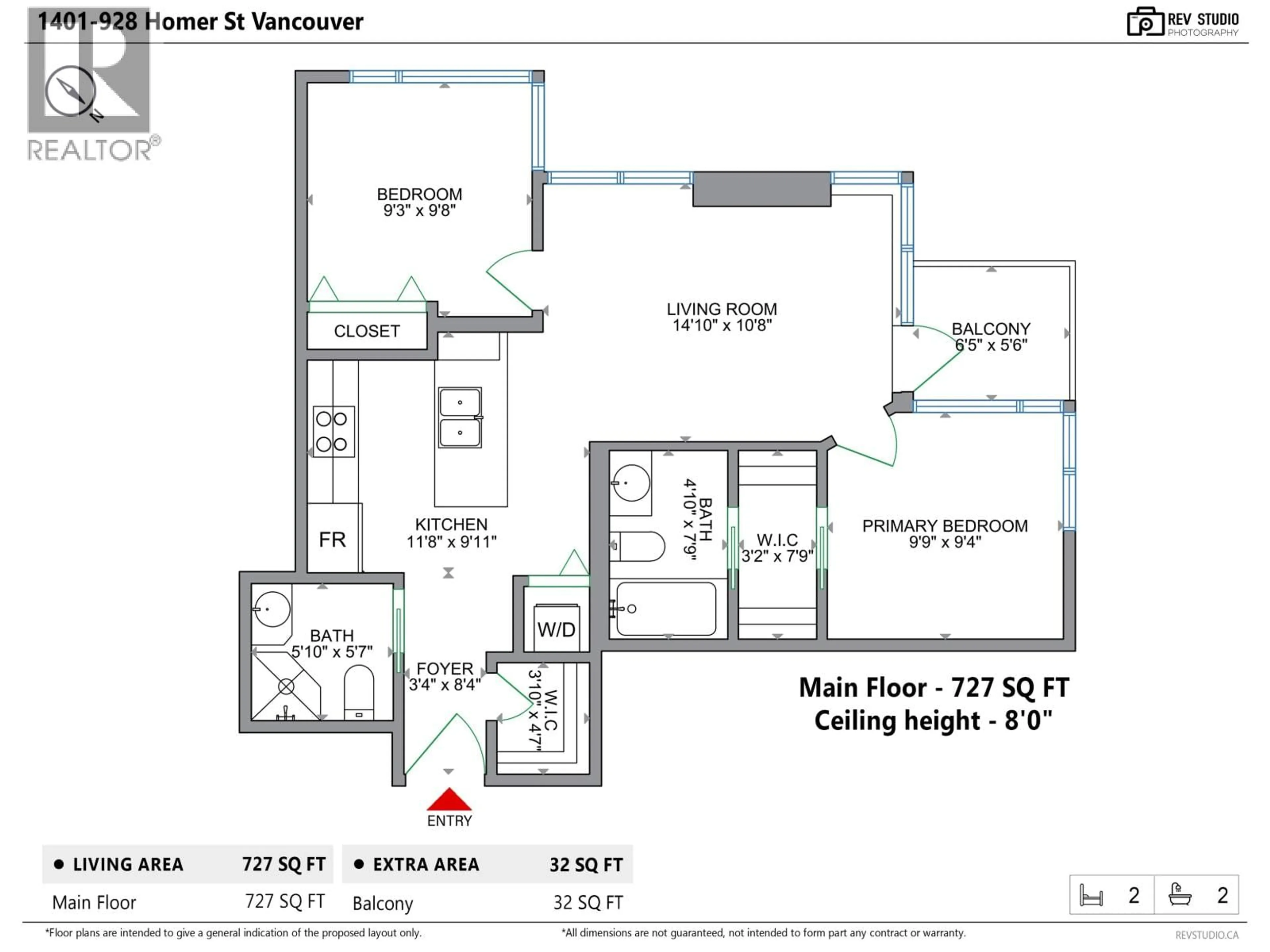 Floor plan for 1401 - 928 HOMER STREET, Vancouver British Columbia V6B1T7