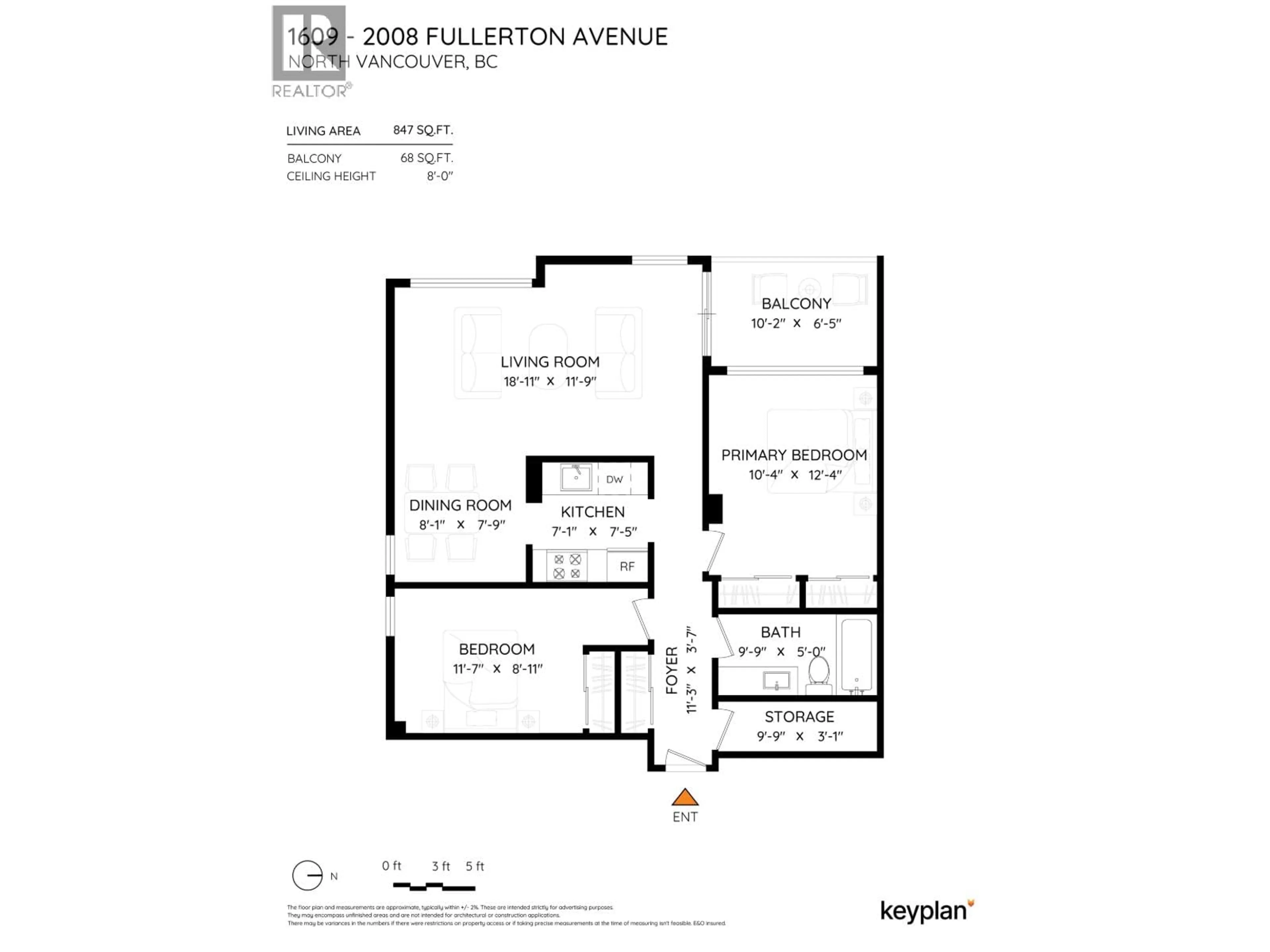 Floor plan for 1609 - 2008 FULLERTON AVENUE, North Vancouver British Columbia V7P3G7
