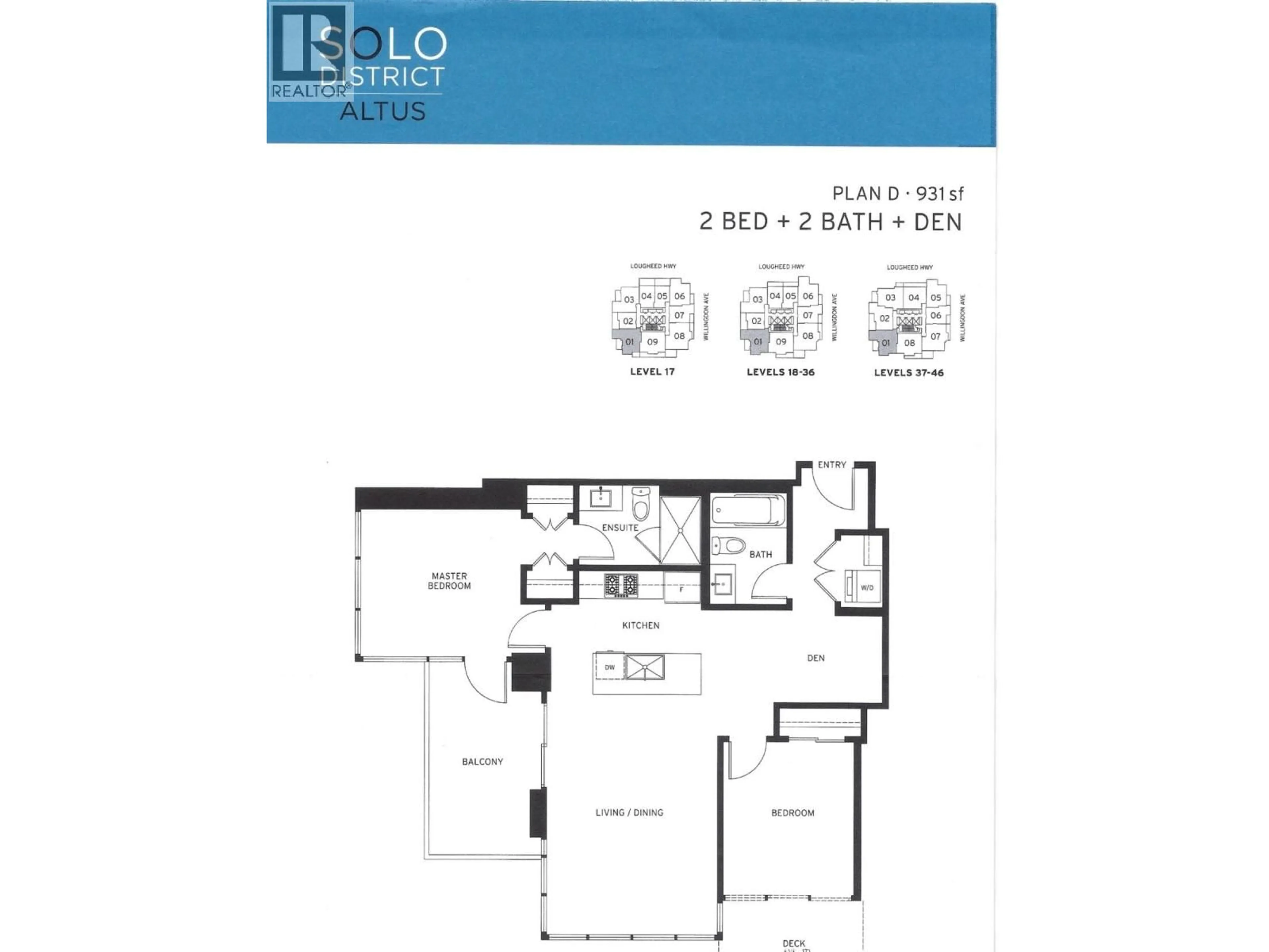 Floor plan for 2301 - 4485 SKYLINE DRIVE, Burnaby British Columbia V5C0J2