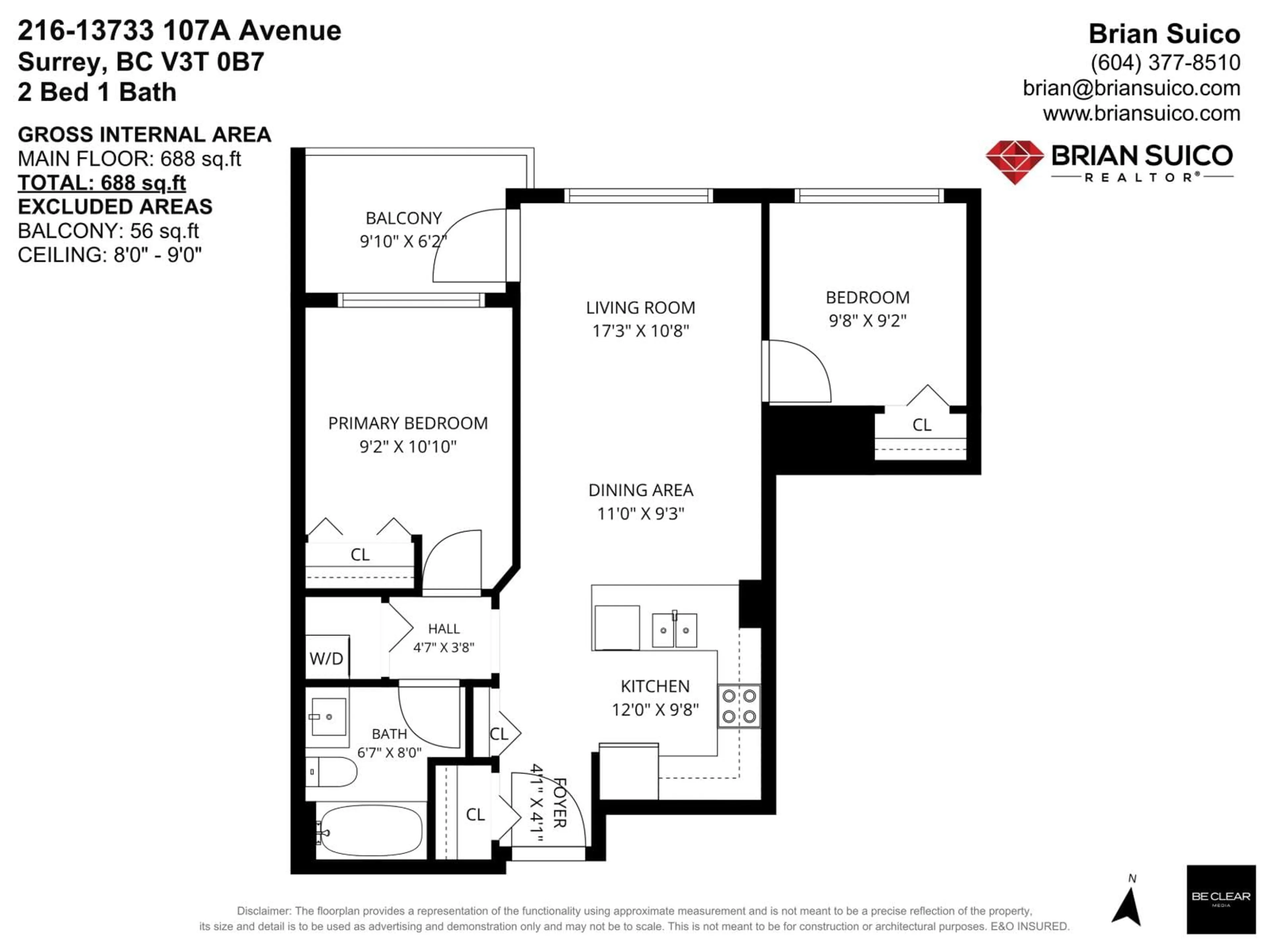 Floor plan for 216 - 13733 107A AVENUE, Surrey British Columbia V3T0B7