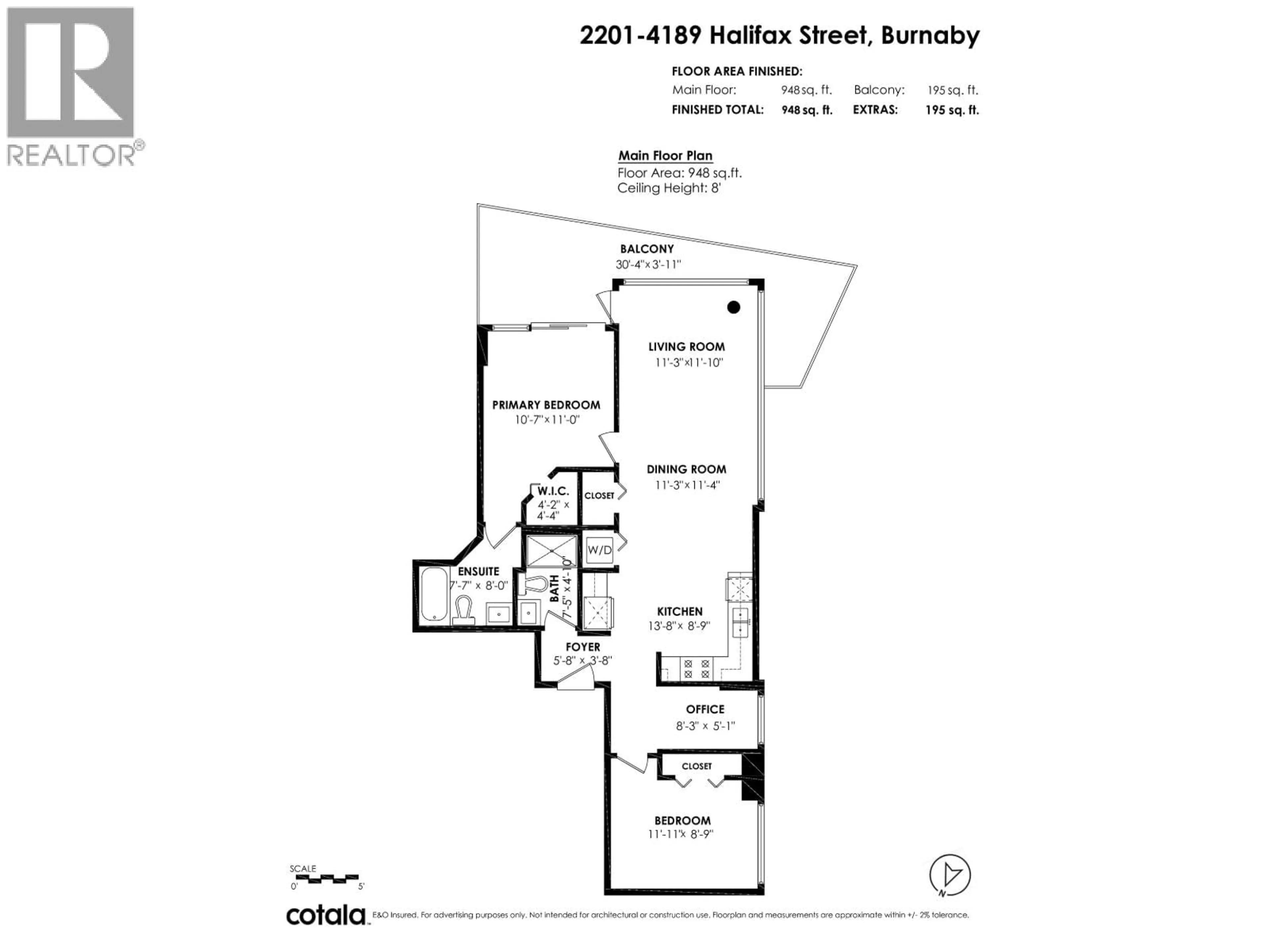 Floor plan for 2201 - 4189 HALIFAX STREET, Burnaby British Columbia V5C0H9